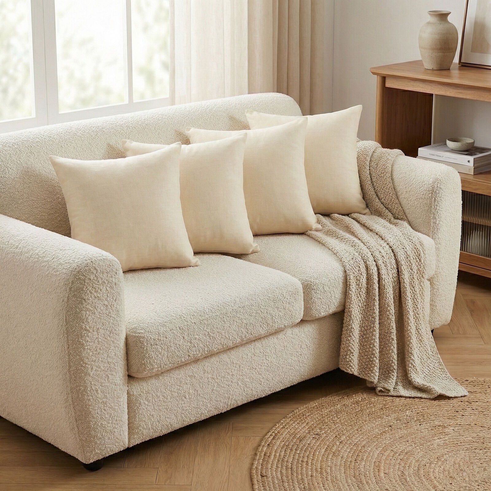 Kissenbezug 30x30 Beige – Baumwolle Linon 4er Set