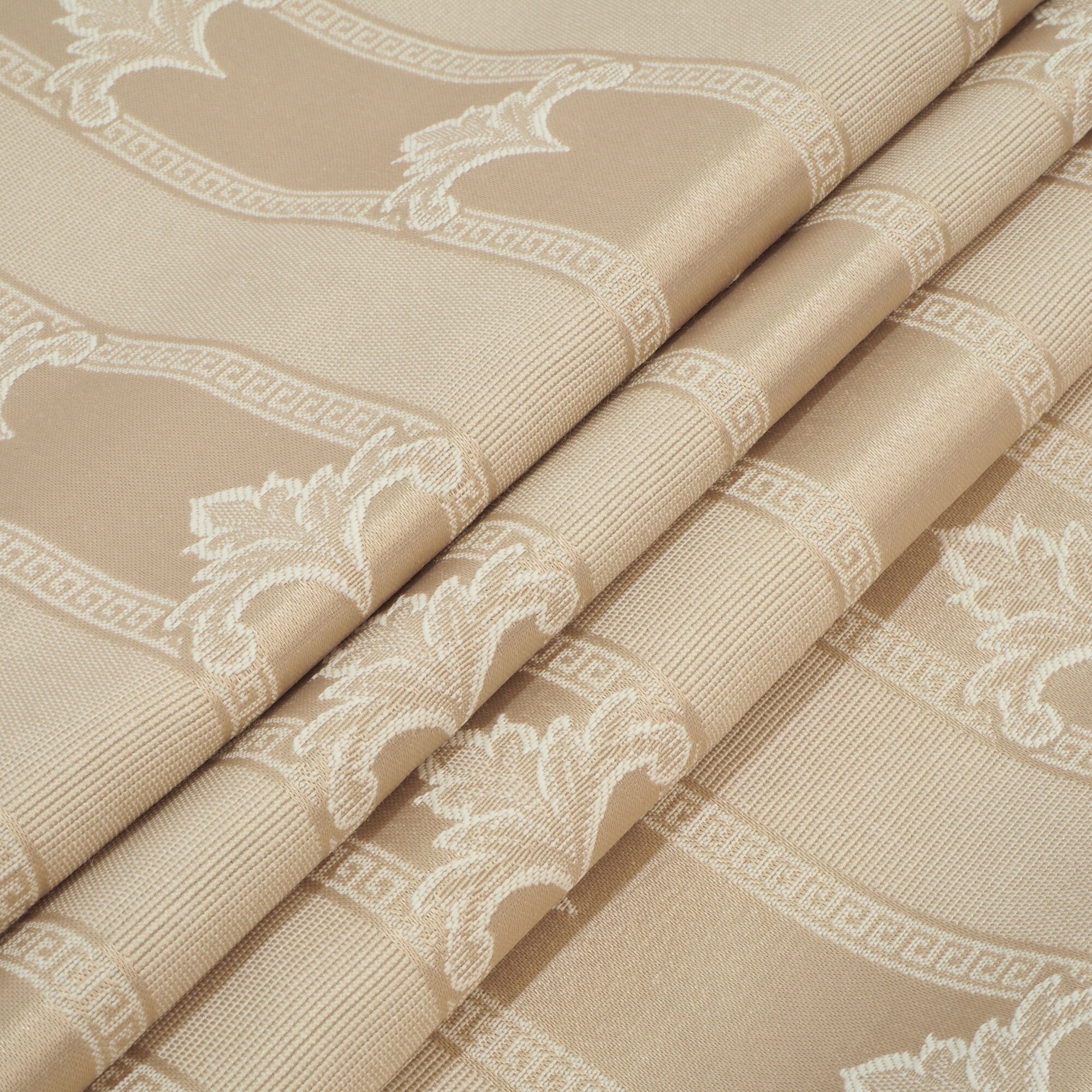 Polsterstoff Meterware Imperio Barock Jacquard Beige