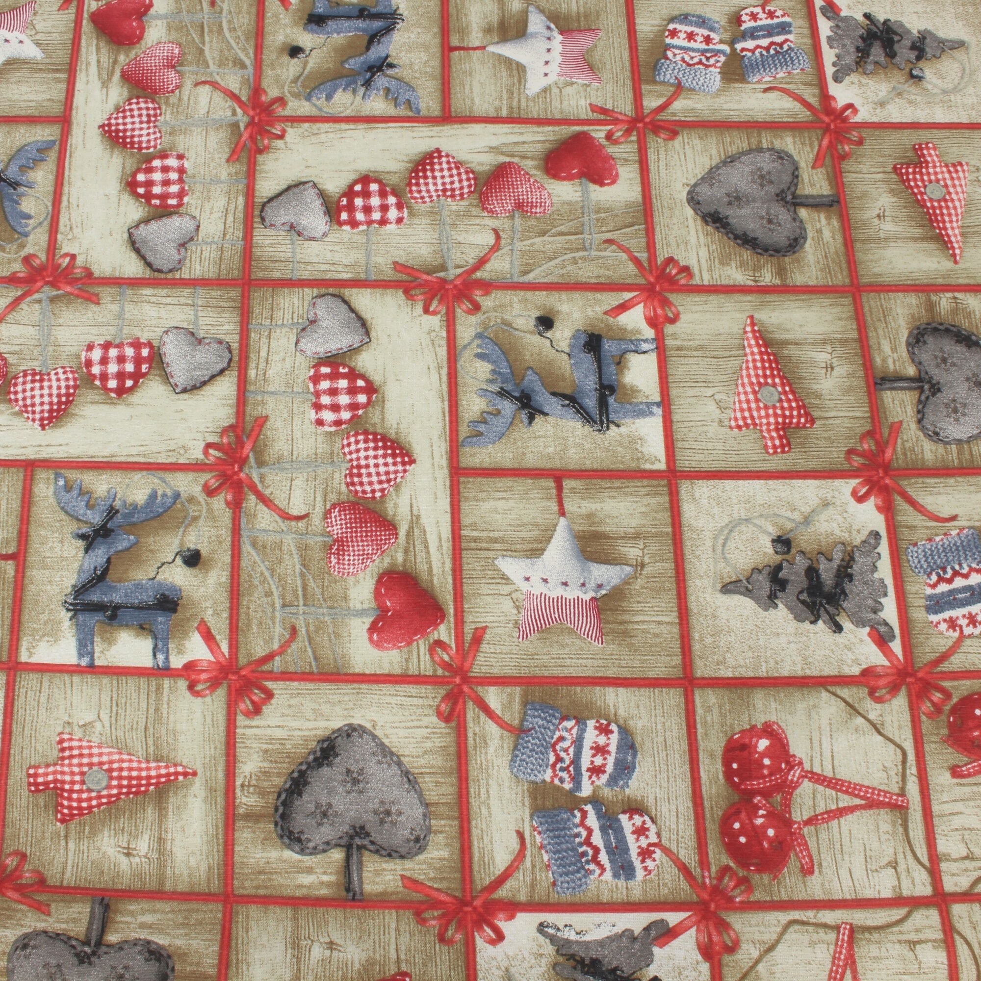 Stoff Meterware Weihnachten Deko Beige Mischgewebe 140 cm