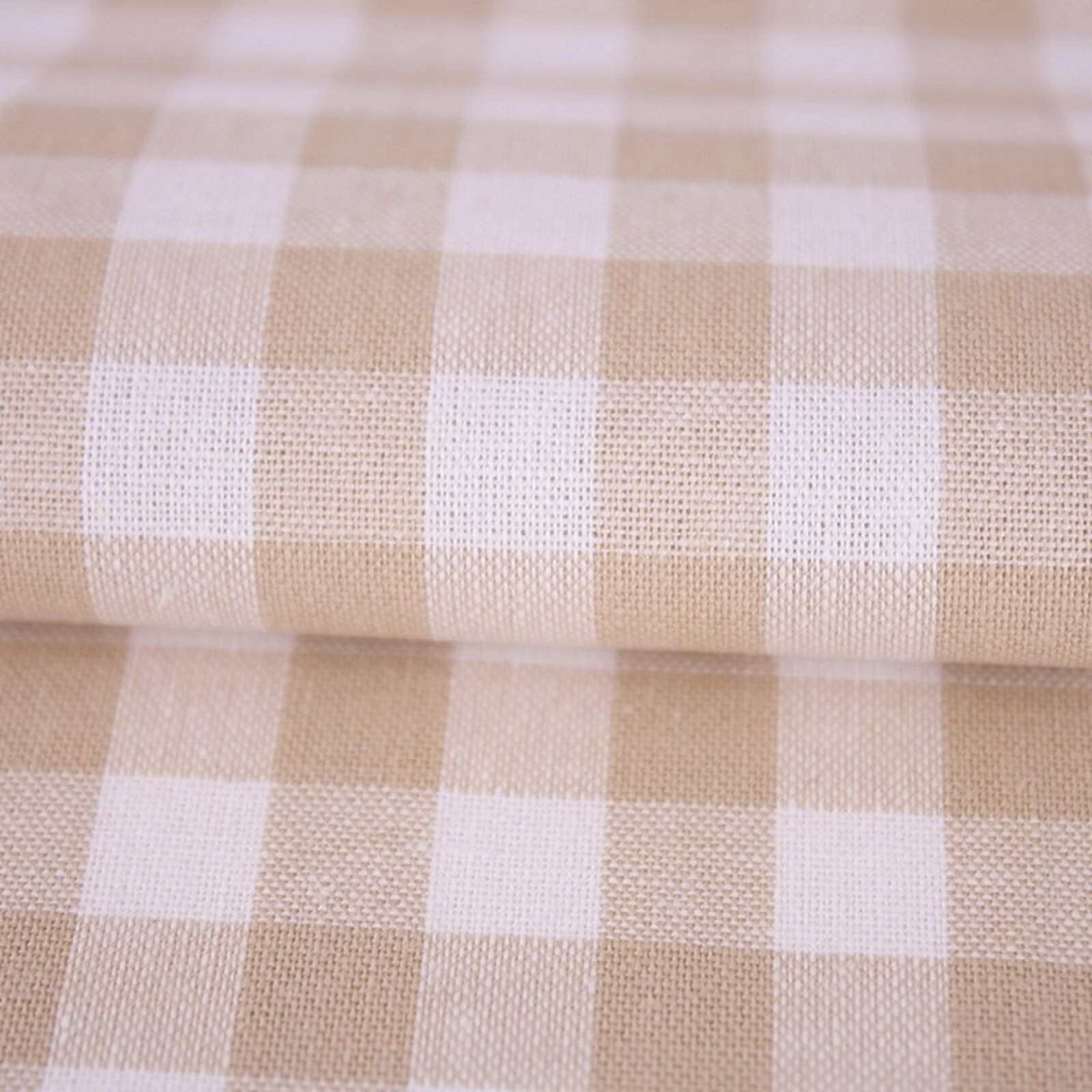 Stoff Meterware Karo 1x1 cm Beige