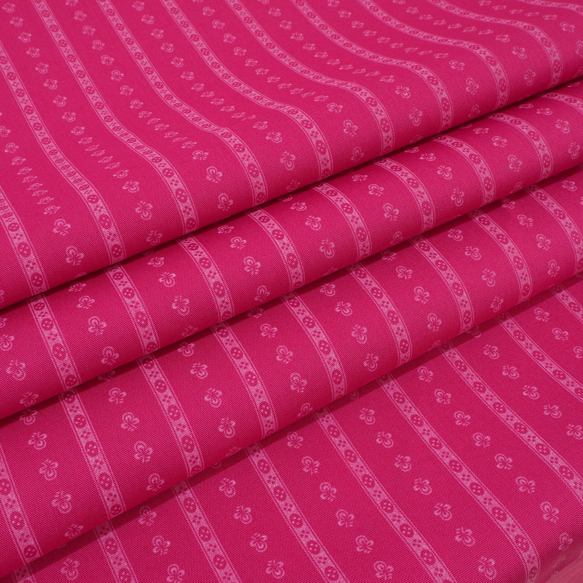Dirndlstoff Blumen Streifen Moni Pink Tracht