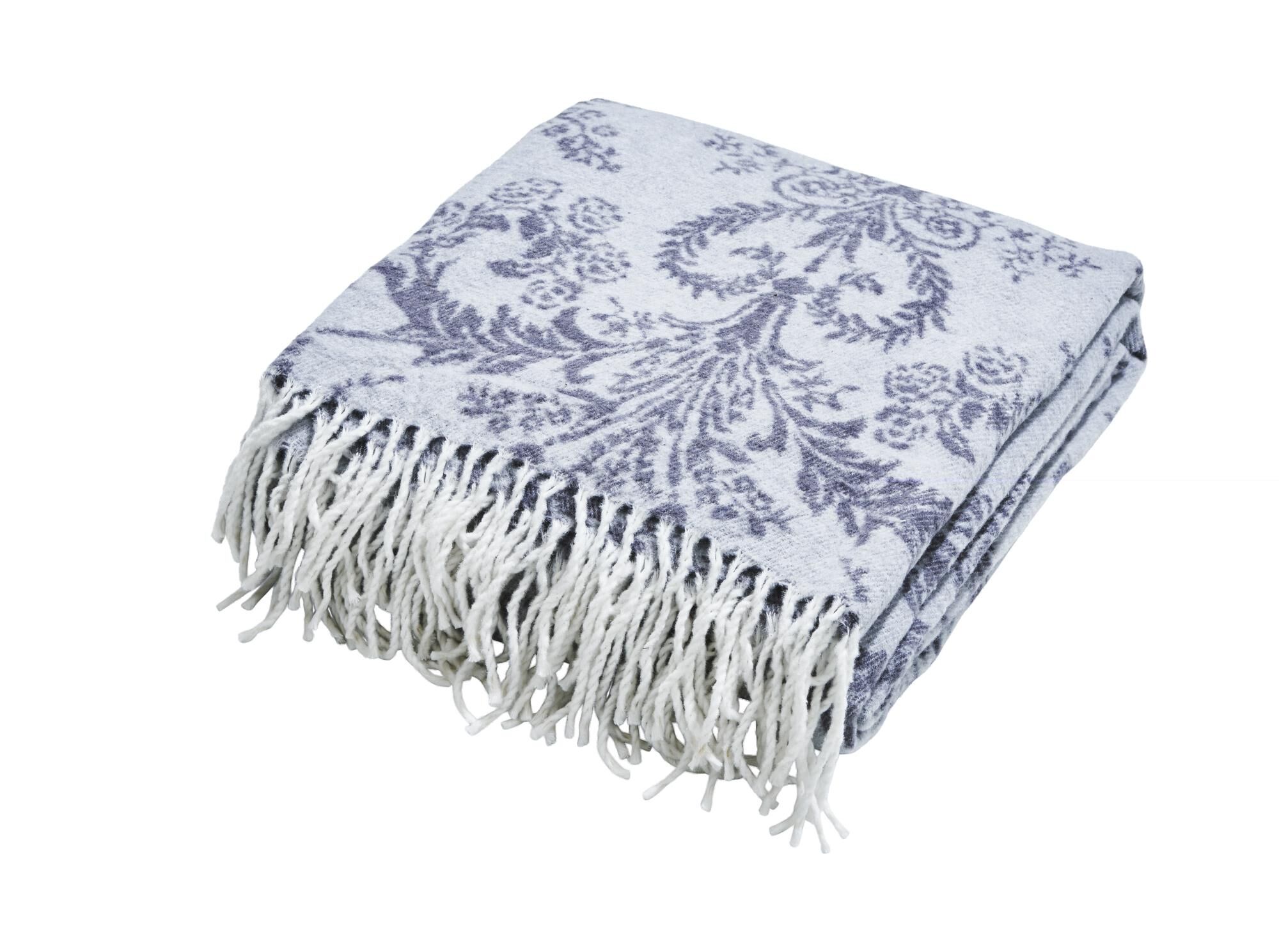 Kuscheldecke Dougy Grau Fransen 150x200 cm Baumwolle