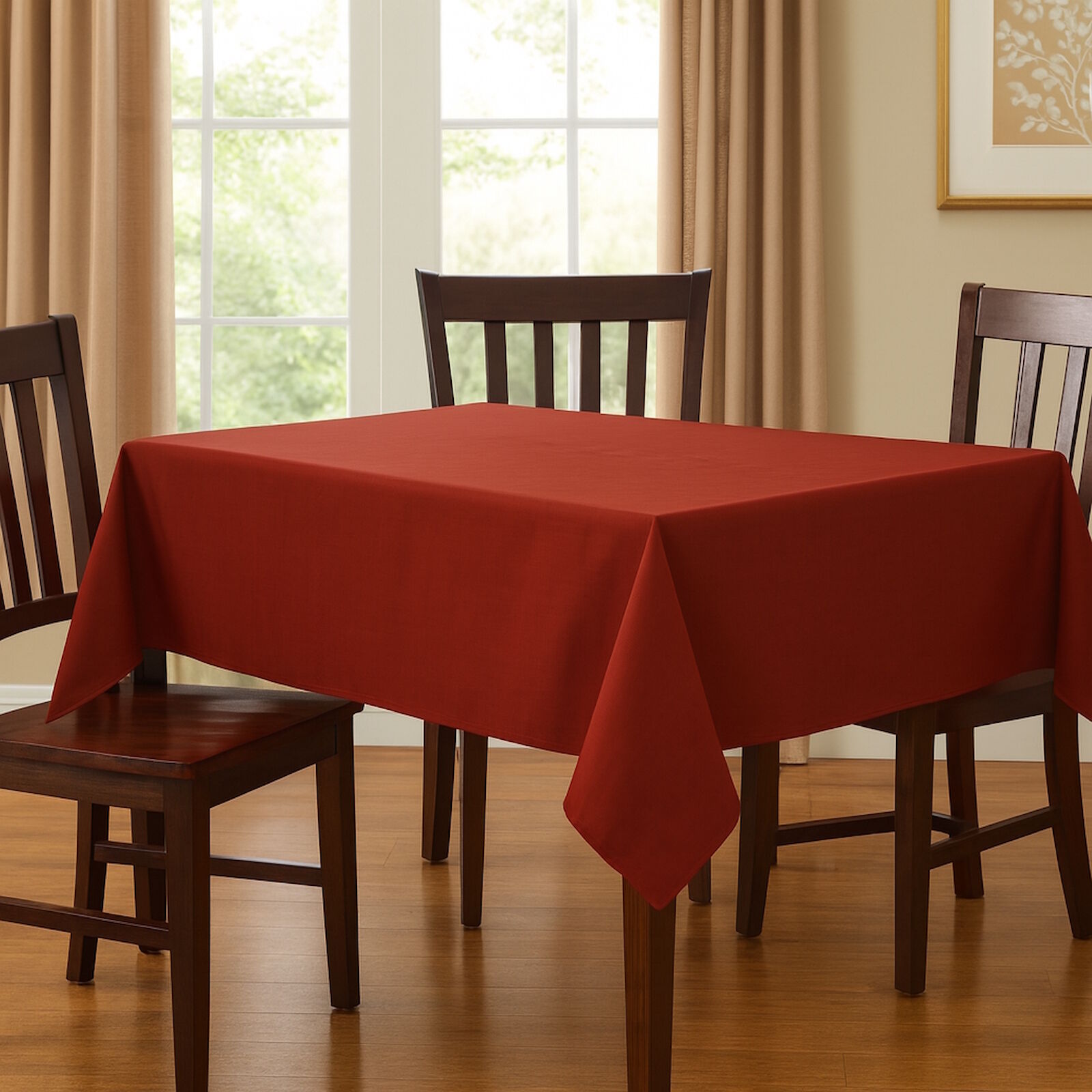 Damast Tischdecke 130x130 cm Terracotta Baumwolle