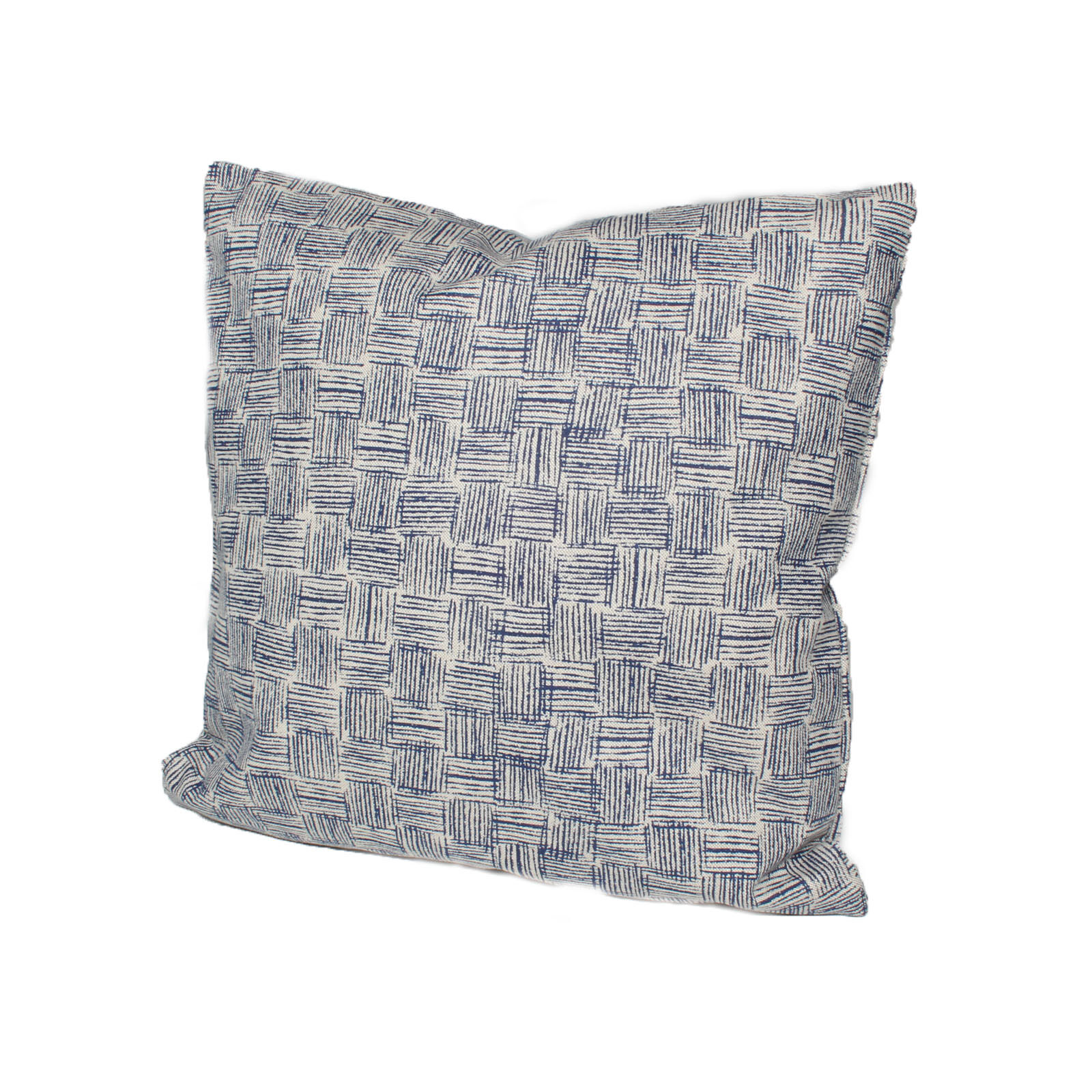 Streifen Karo Kissenbezug Blau 40x40 cm handgefertigt
