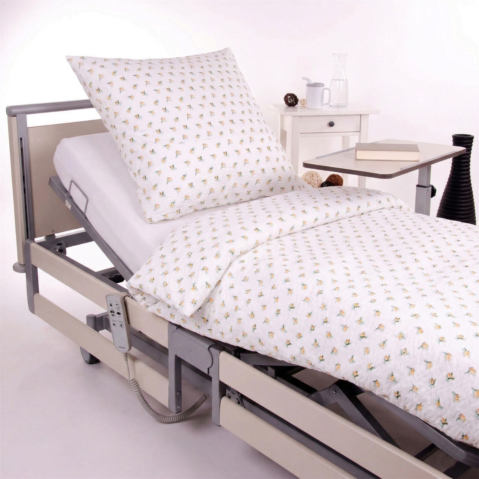 Pflege Bettwäsche 135x200 cm Blümchen Gelb Seersucker