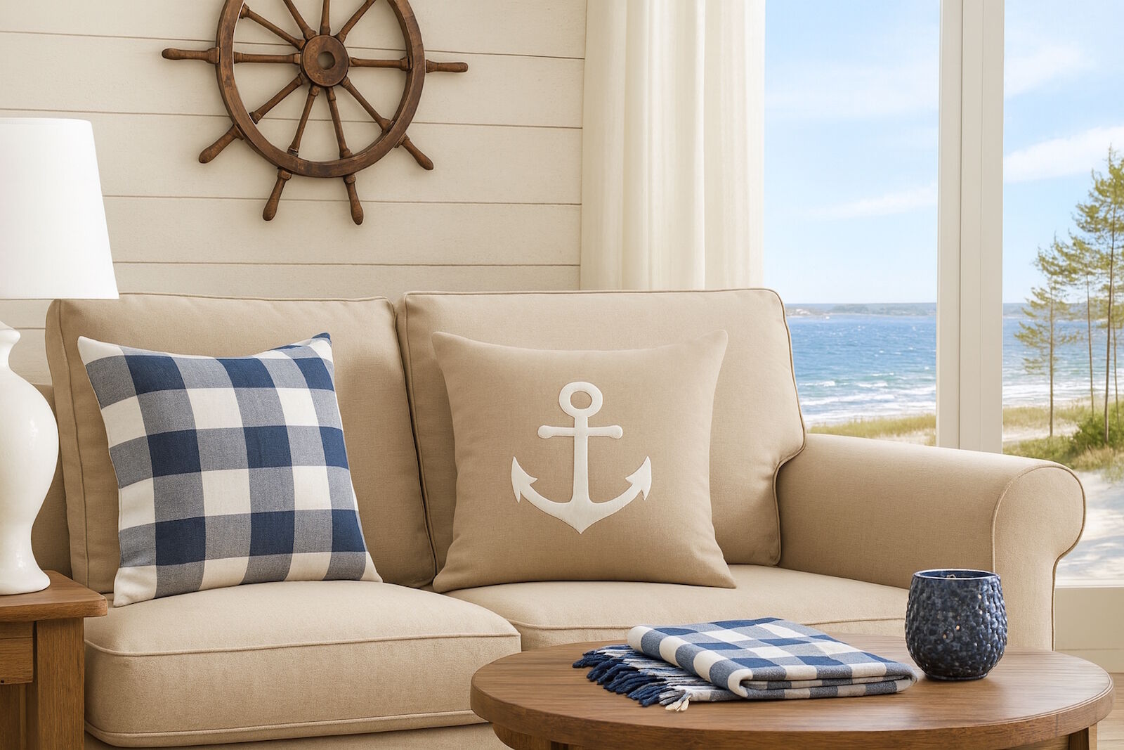 Kissenbezug Anker 40x40 cm – Maritimer Baumwoll-Bezug fürs Zuhause