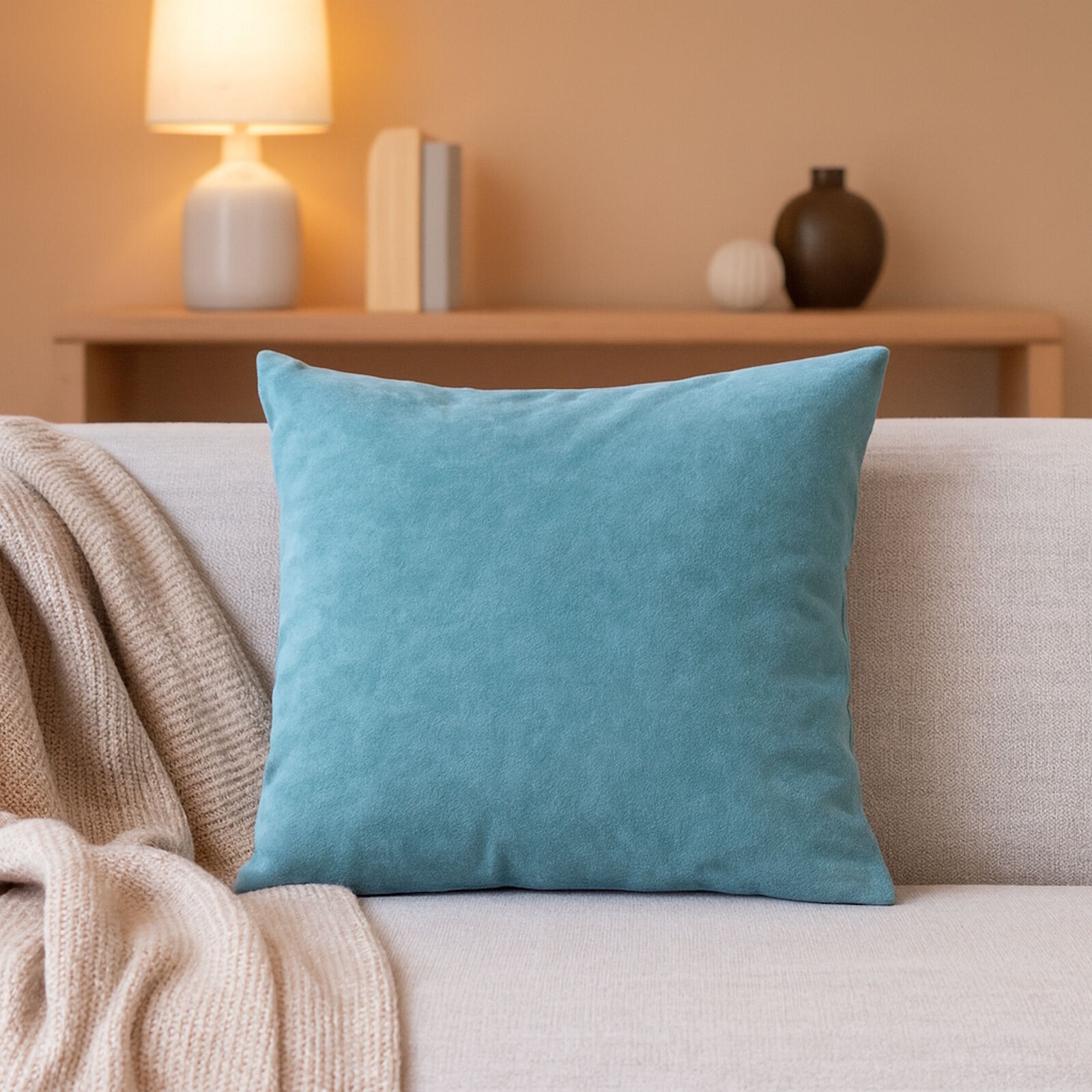 Samt Kissenbezug Himmelblau