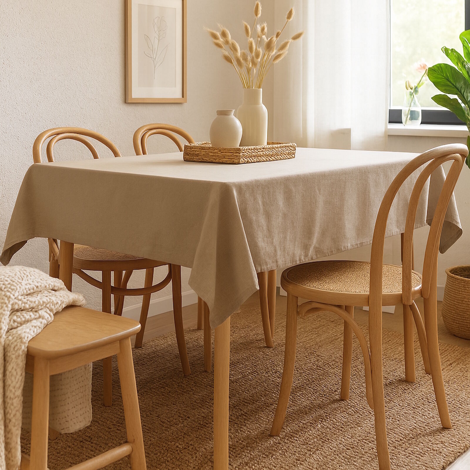 Tischdecke Leinen Beige