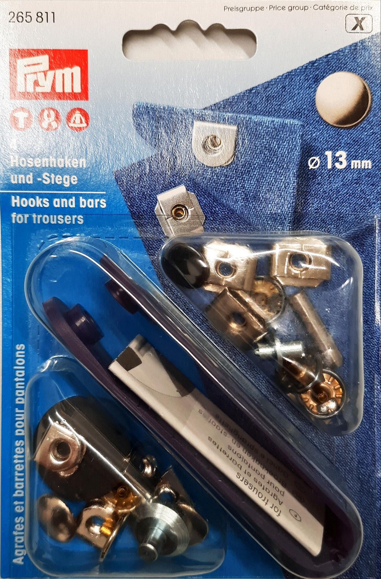 NF-Hosenkahen und Stege ST 13 mm silberfarbig/brüniert