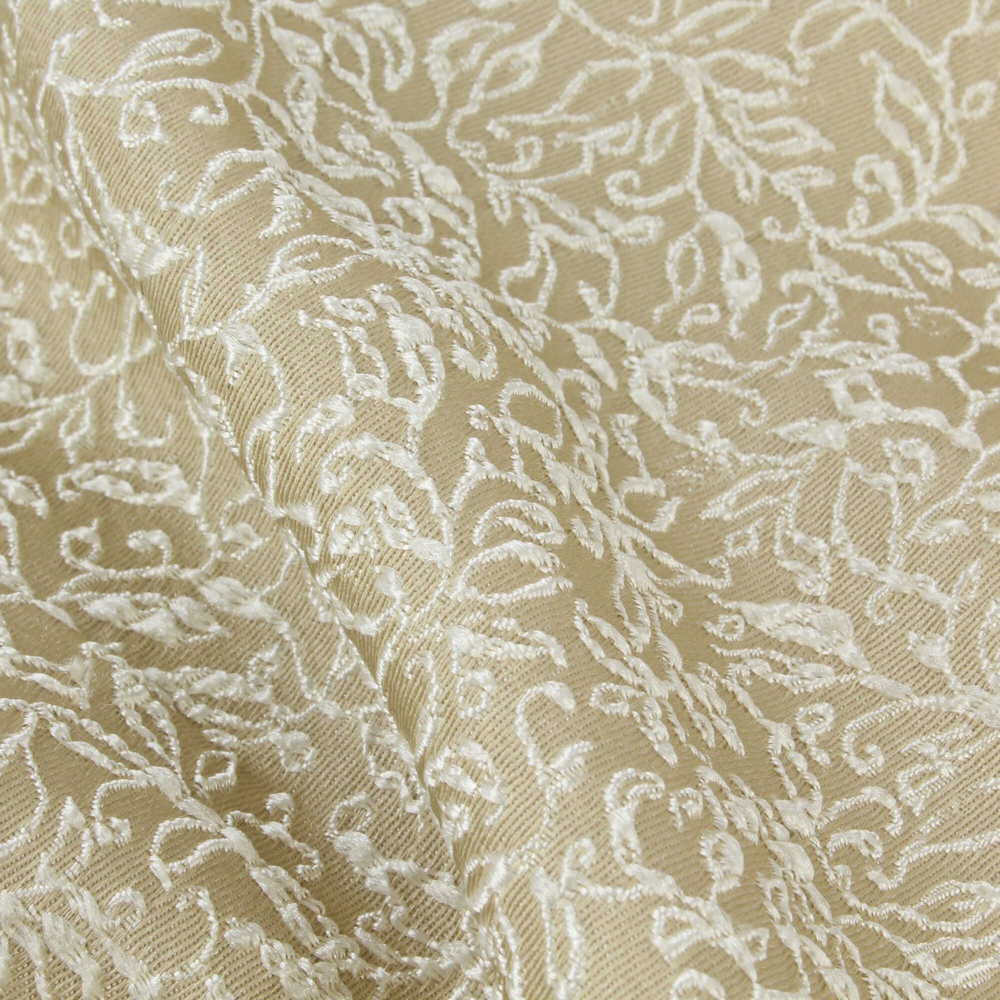 Stoff Meterware kleines Blättermuster Beige Mischgewebe