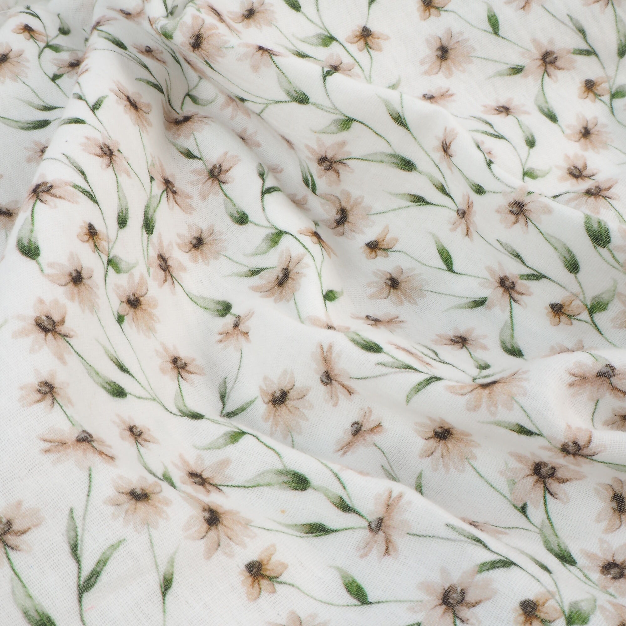 Stoff Meterware Vintage Blumen Bio Musselin