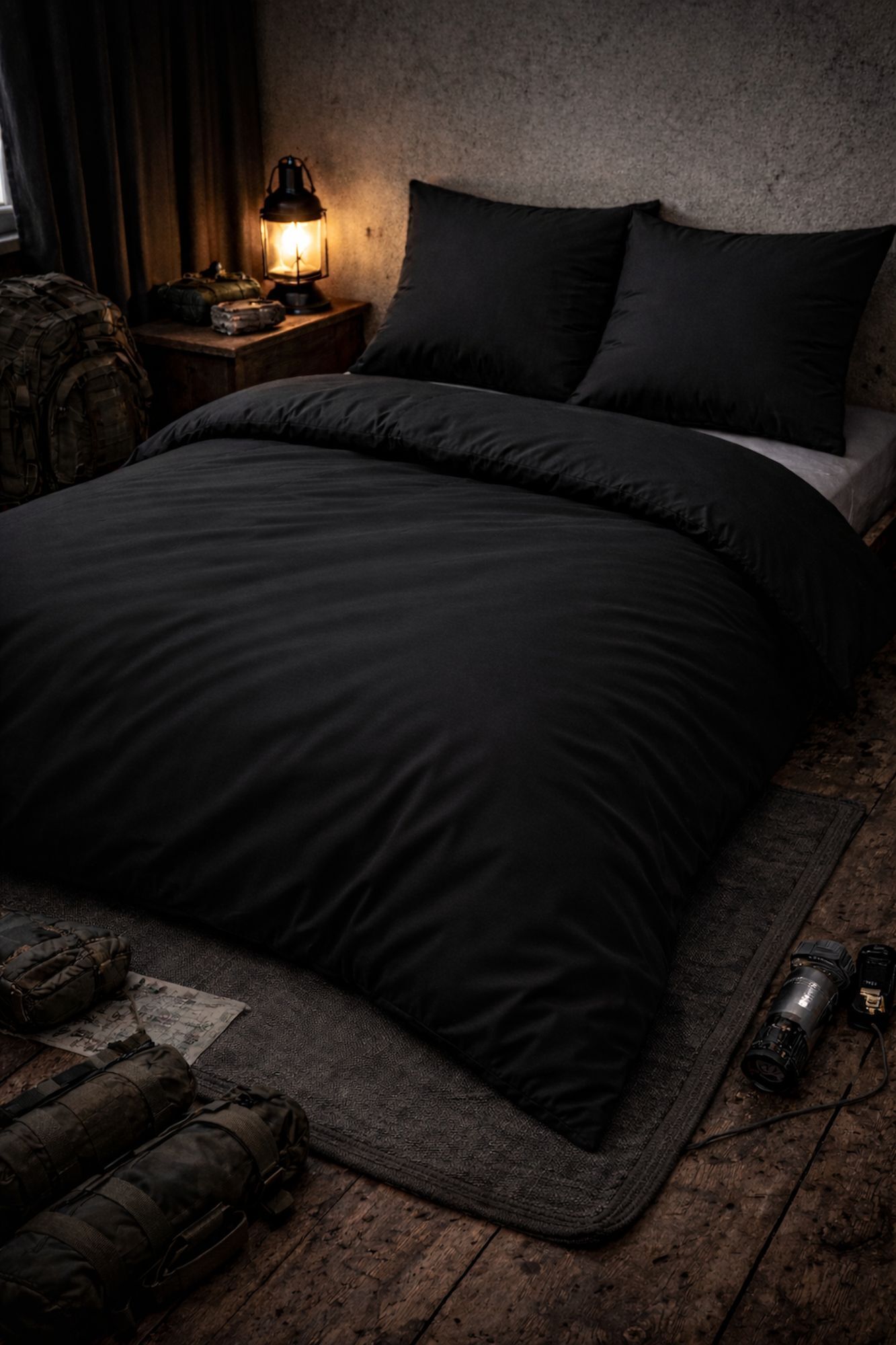 Bettwäsche 135x200 schwarz robust für Blackout Vorsorge