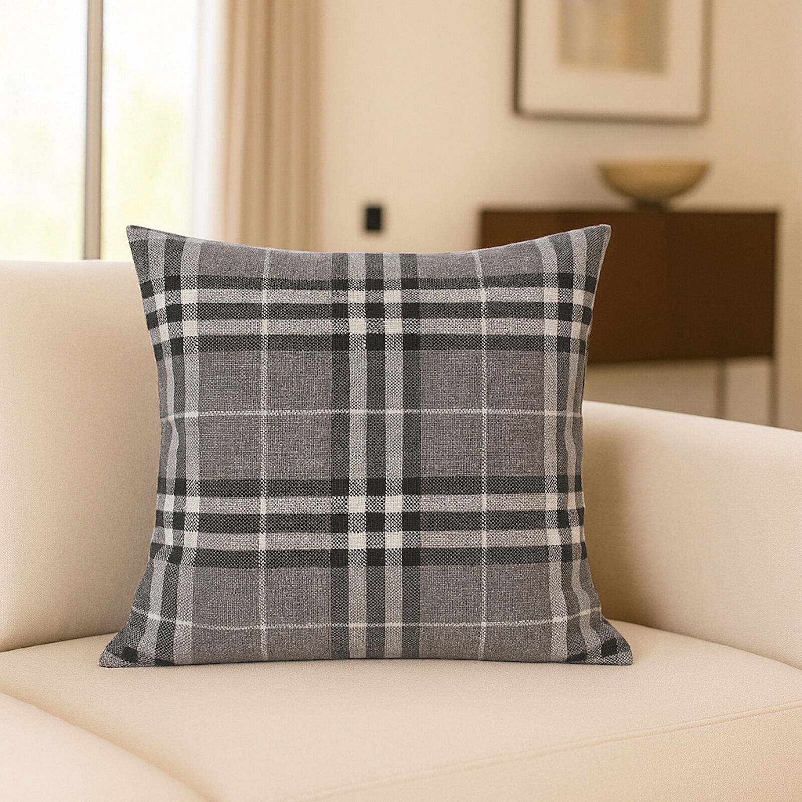 Kissenbezug Kalis Karo-30x30 cm-Grau