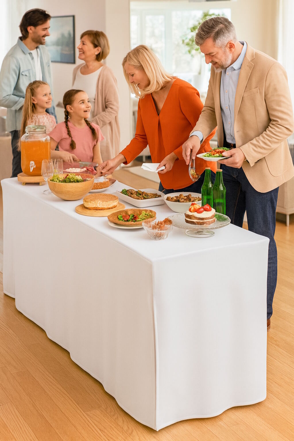 Biertischhusse Weiß bodenlang Baumwolle Linon-200x50 cm