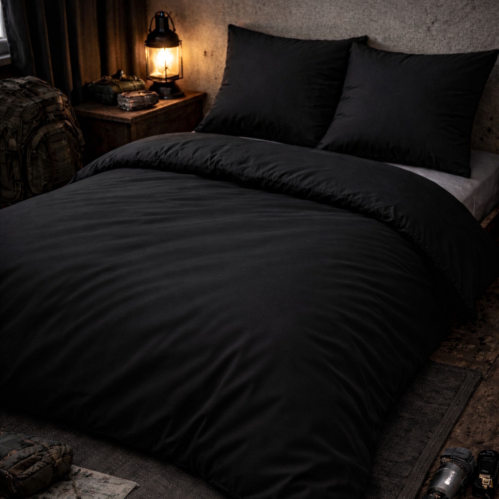 Bettwäsche 135x200 Schwarz Köper Blackout Vorsorge Prepper