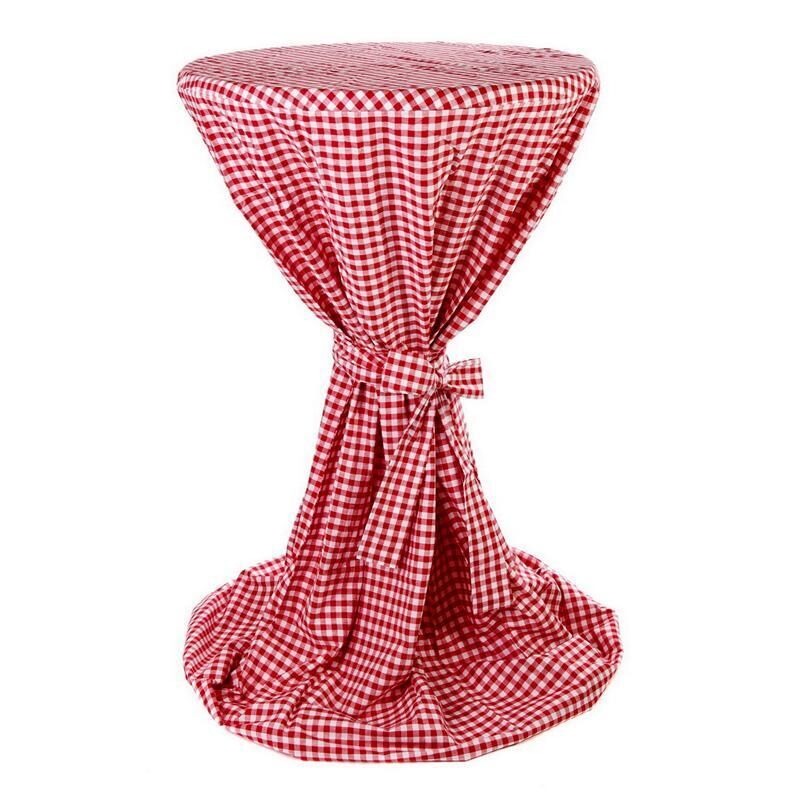 Stehtischhussen Karo Baumwolle-Rot/70 - 75 cm