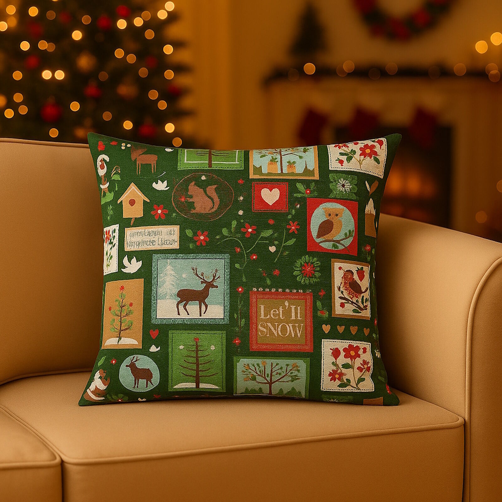 Kissenbezug 40x40 cm Winter Wonderland Grün