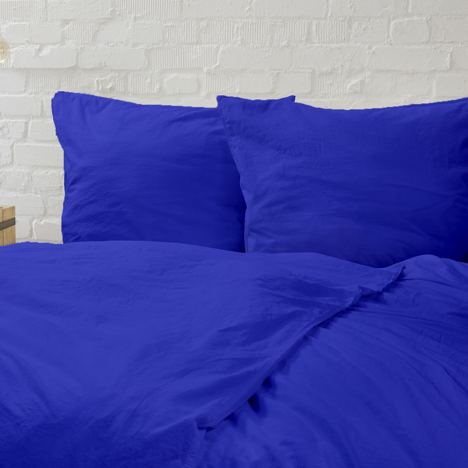 Bettwäsche Blau Kobalt Baumwolle Linon