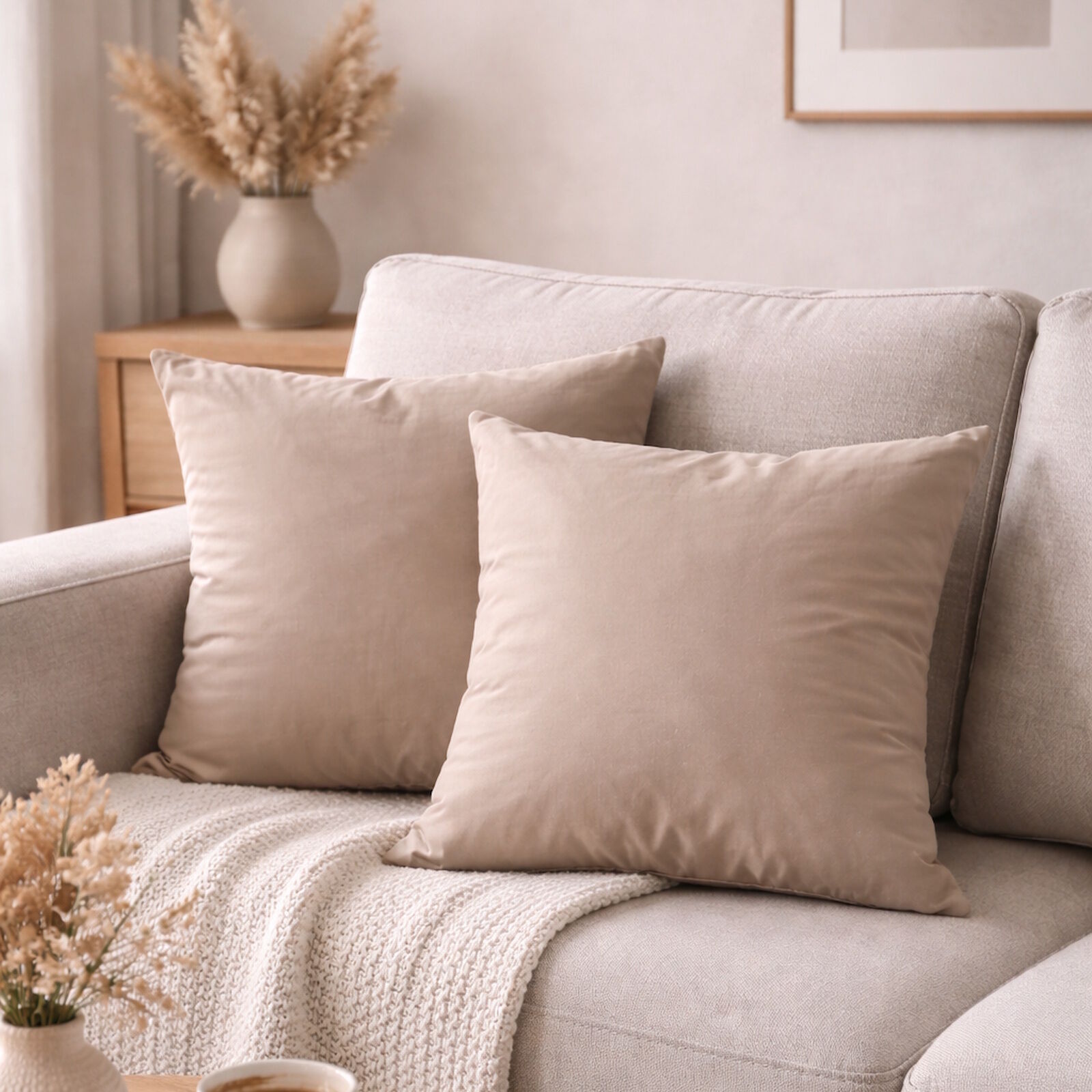 Lyocell Kissenbezüge TENCEL Sand Beige 2 Stück Sandwash