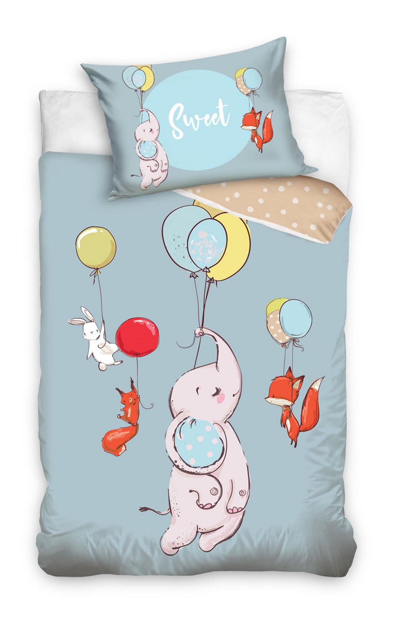 Kinderbettwäsche 100x135cm Elefant blau Renforce