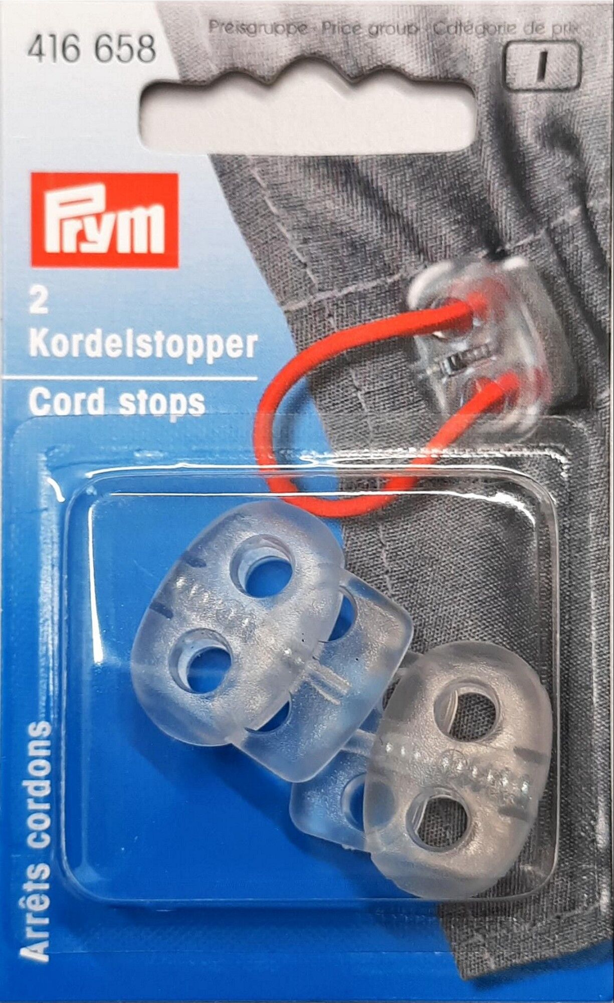 Kordelstopper KST 2-Loch transparent