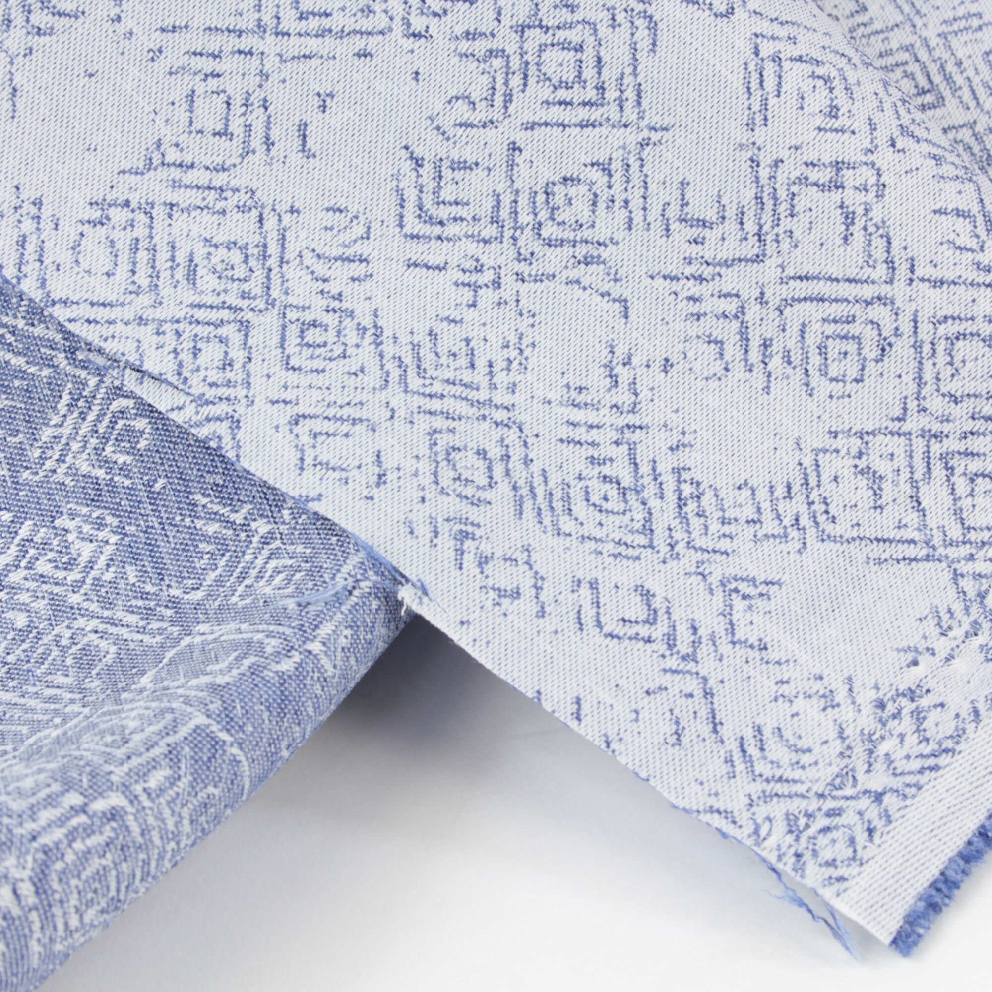 Stoff Meterware Melina Blau Jacquard Mischgewebe