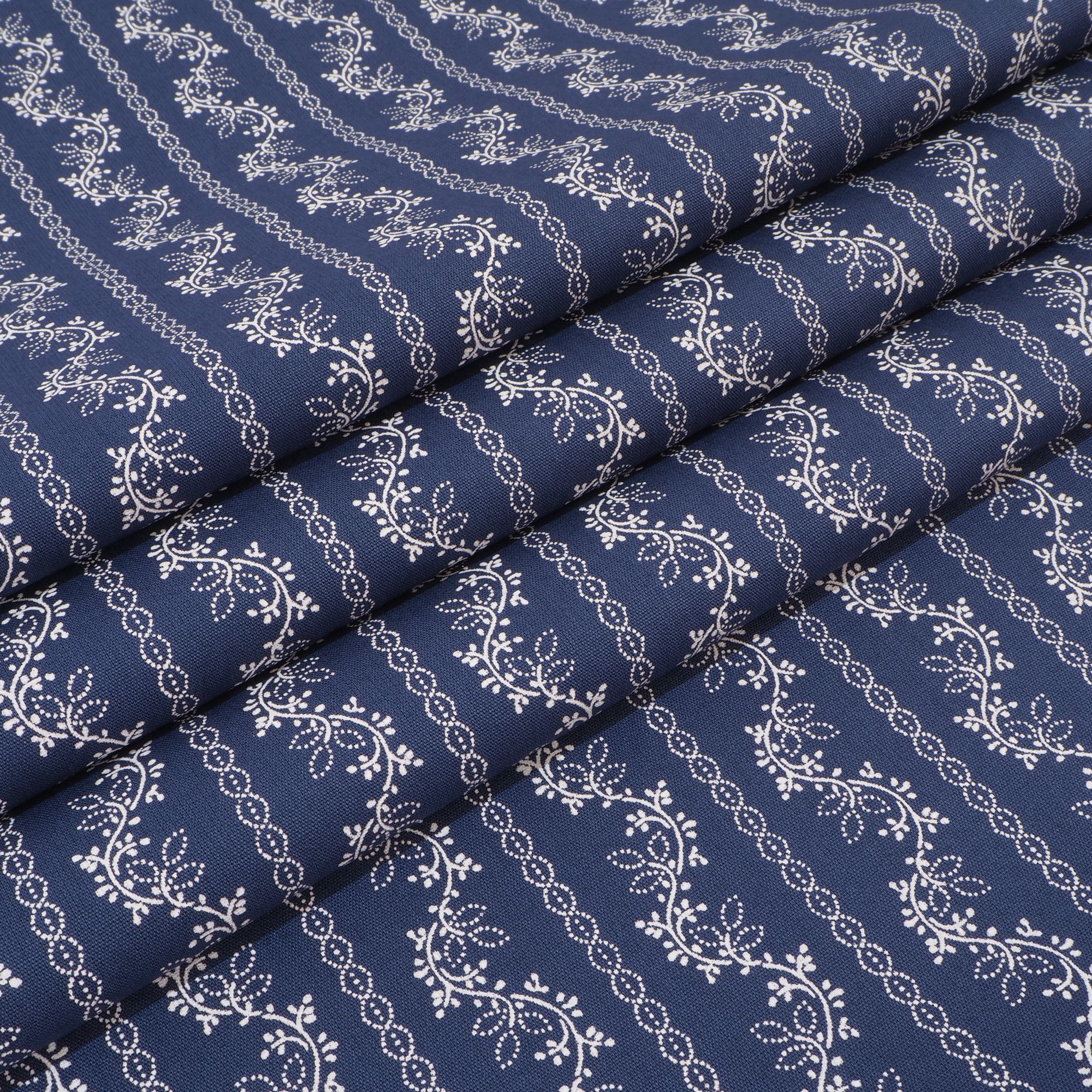 Dirndlstoff Blumen Streifen Navy Blau Flori Tracht