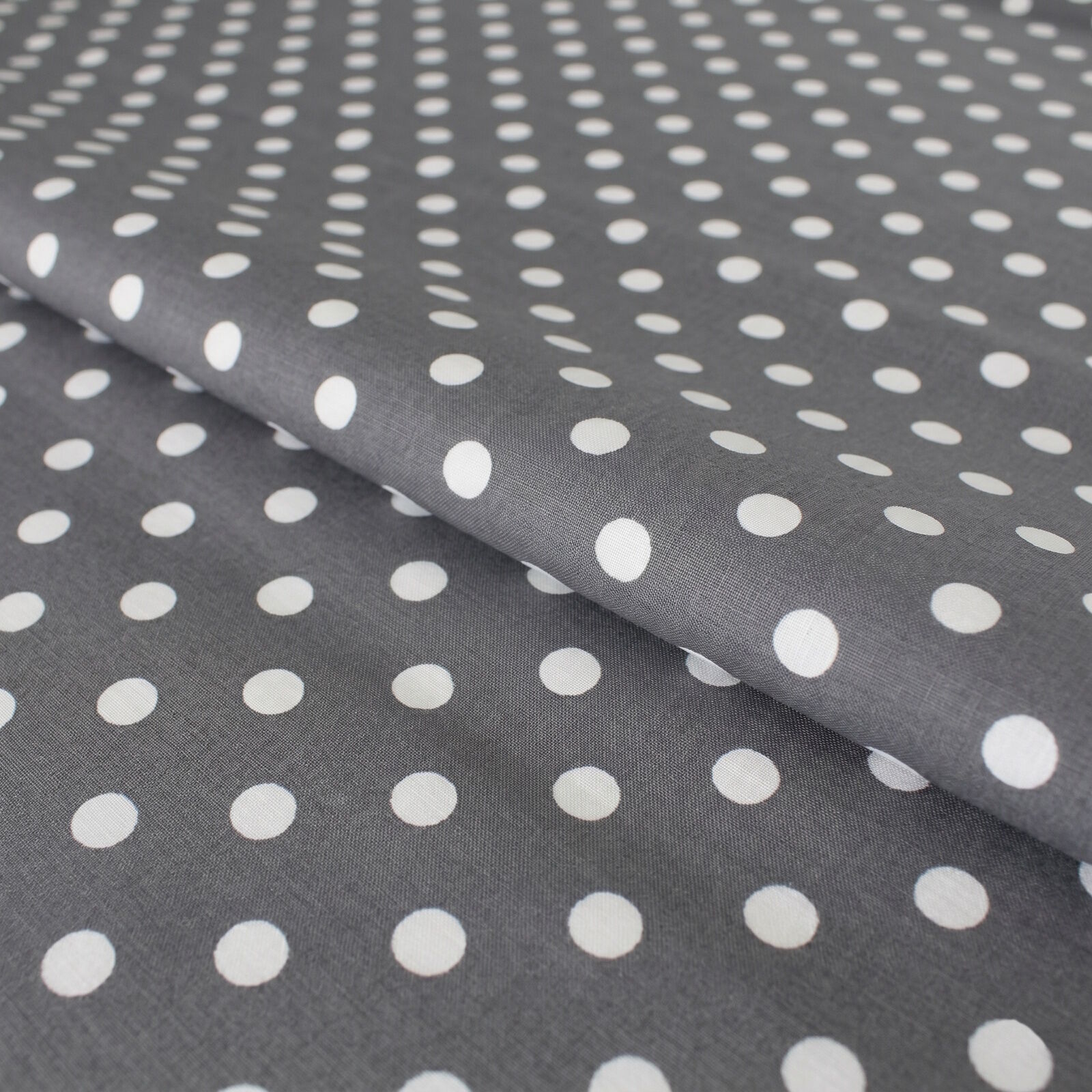 Stoff Meterware Polka Dots Punkte 7 mm – Weiß auf Grau