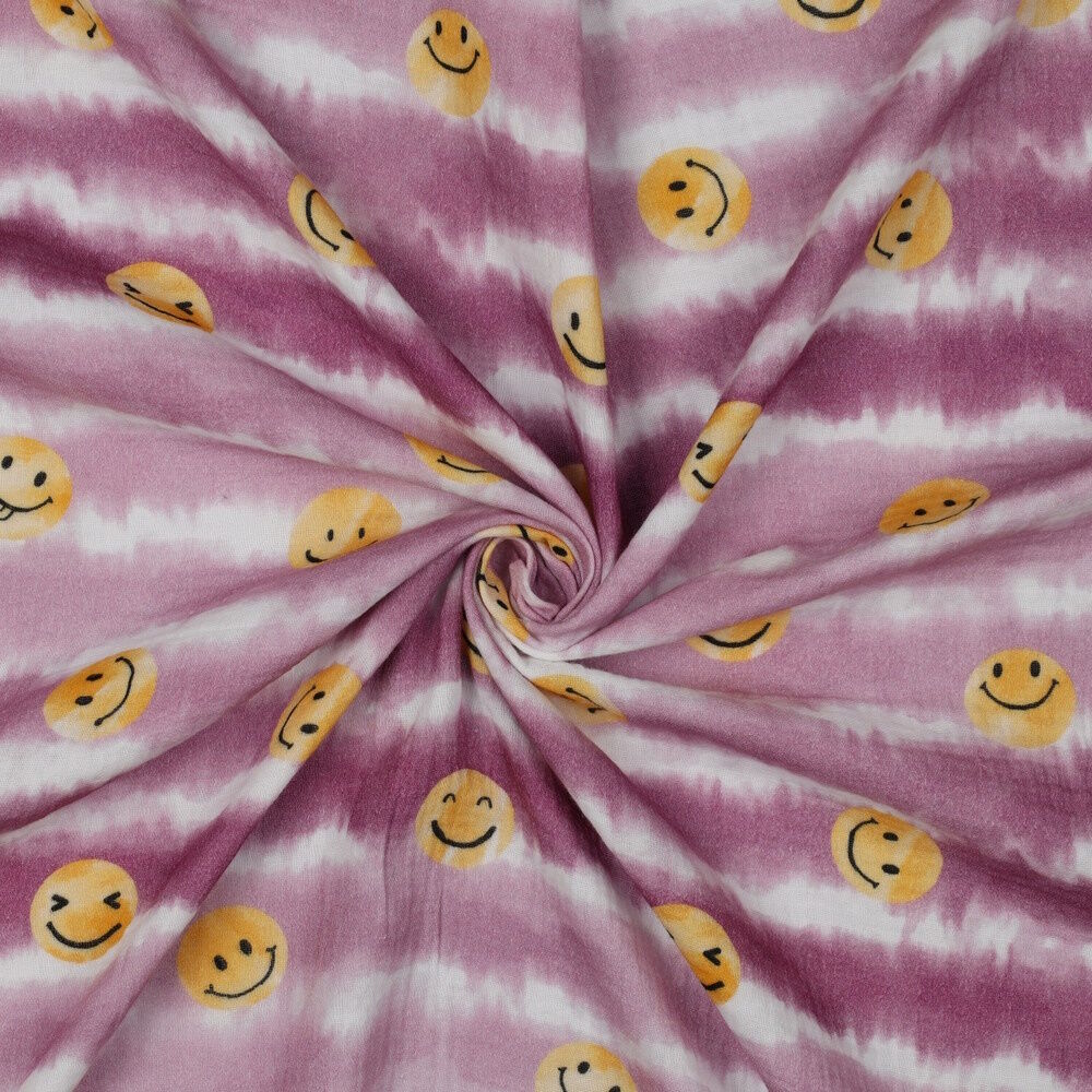 Musselin Stoff Smileys Blush
