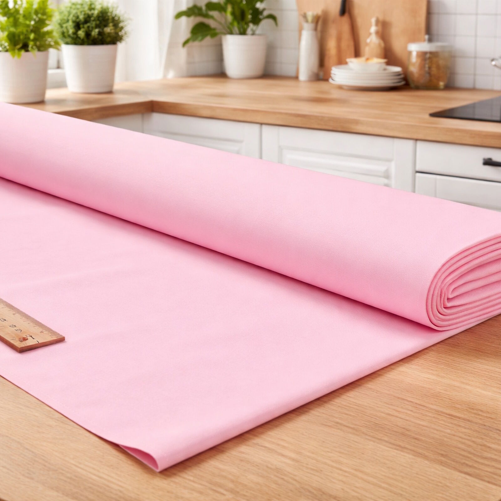 Stoff Meterware Baumwolle Linon Uni Rosa