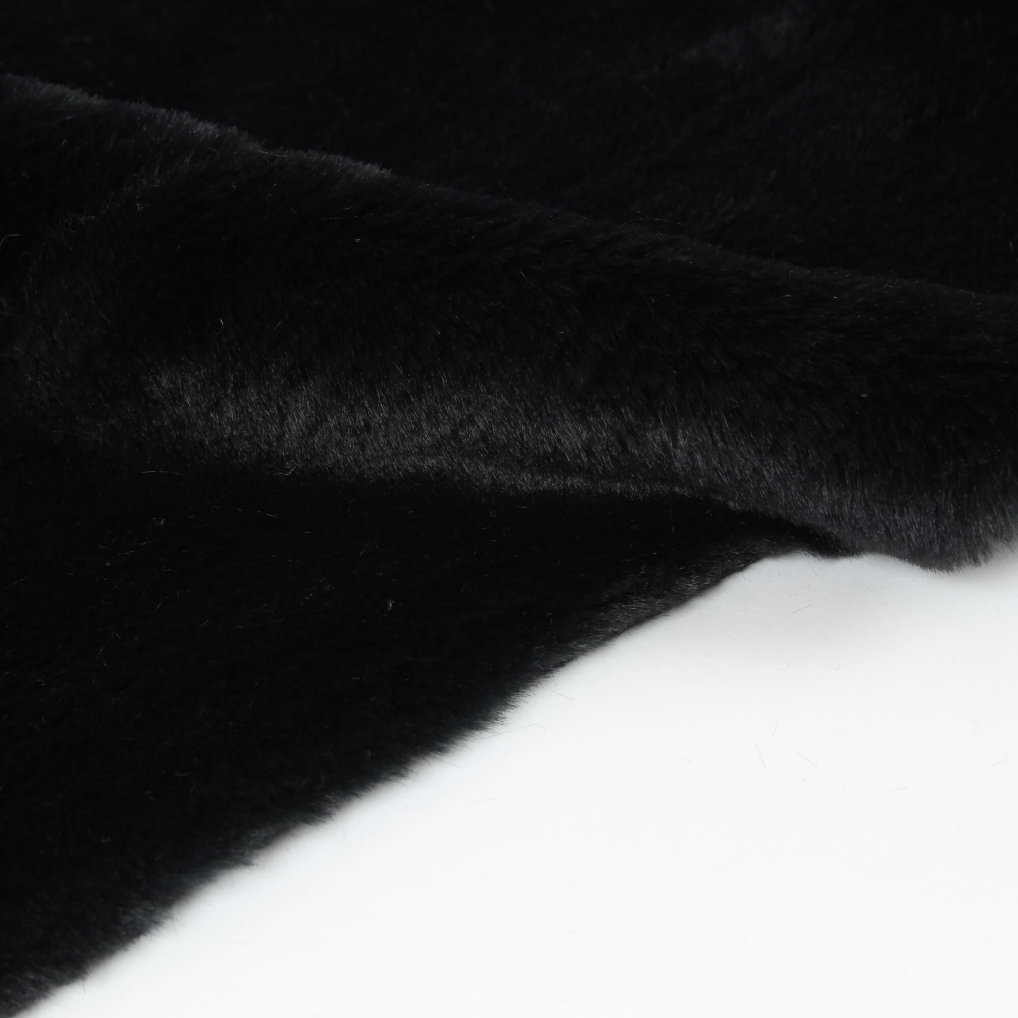 Stoff Meterware Vison Schwarz Plüsch Fellimitat