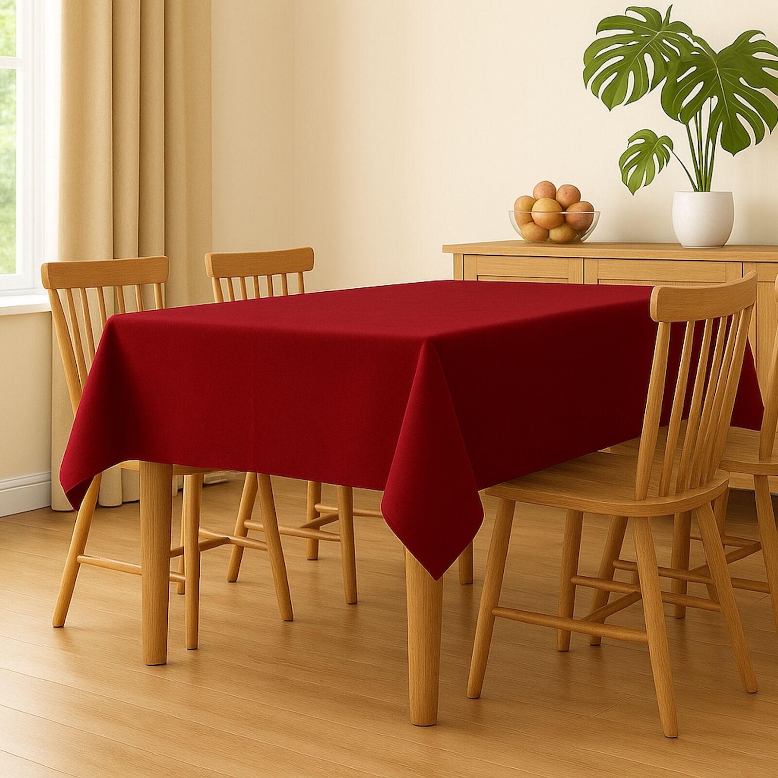 Tischdecke Dunkelrot Bordeaux Rot Polyester Bügelfrei