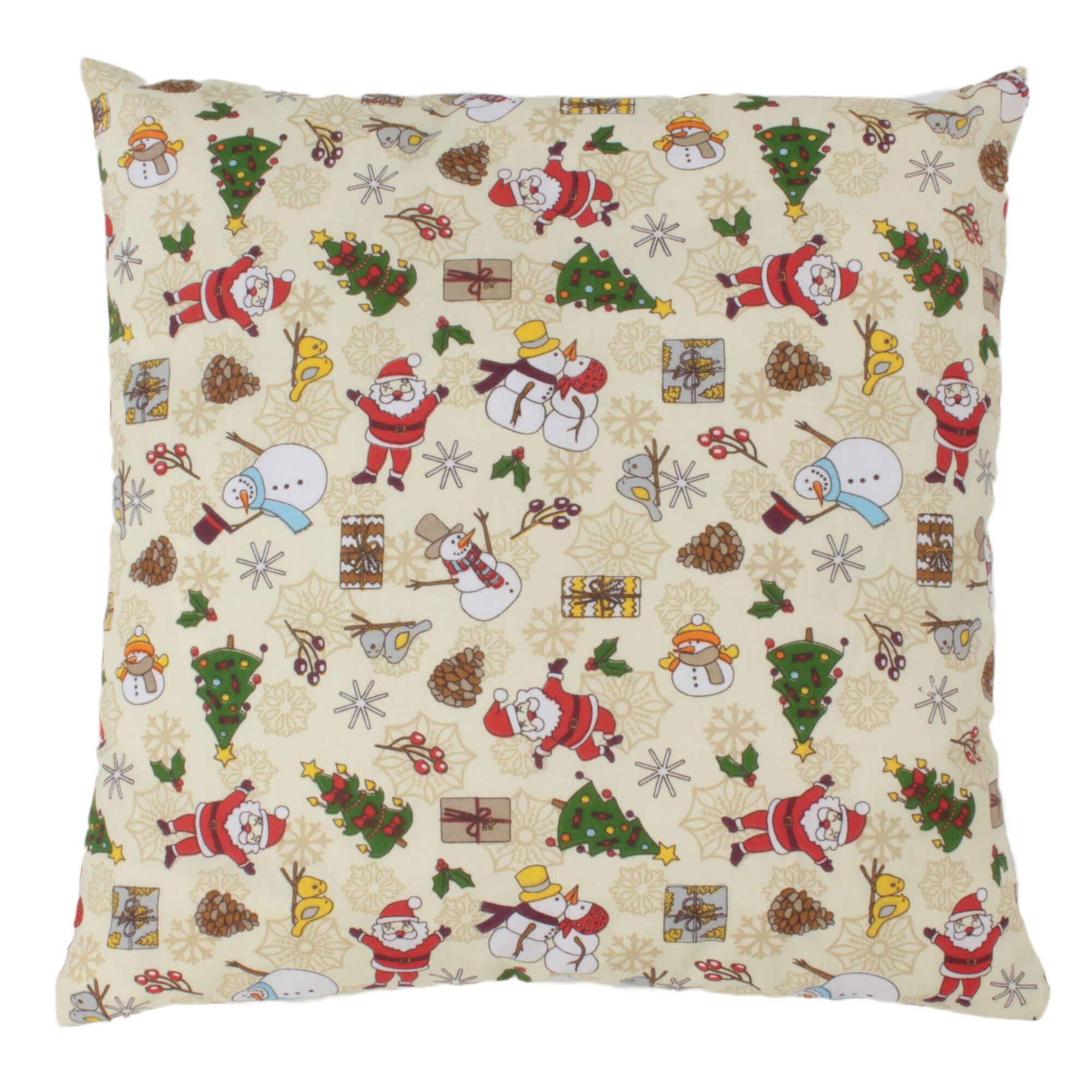 Kissenbezug 40x40 cm Weihnachtsmann Schneemann Creme
