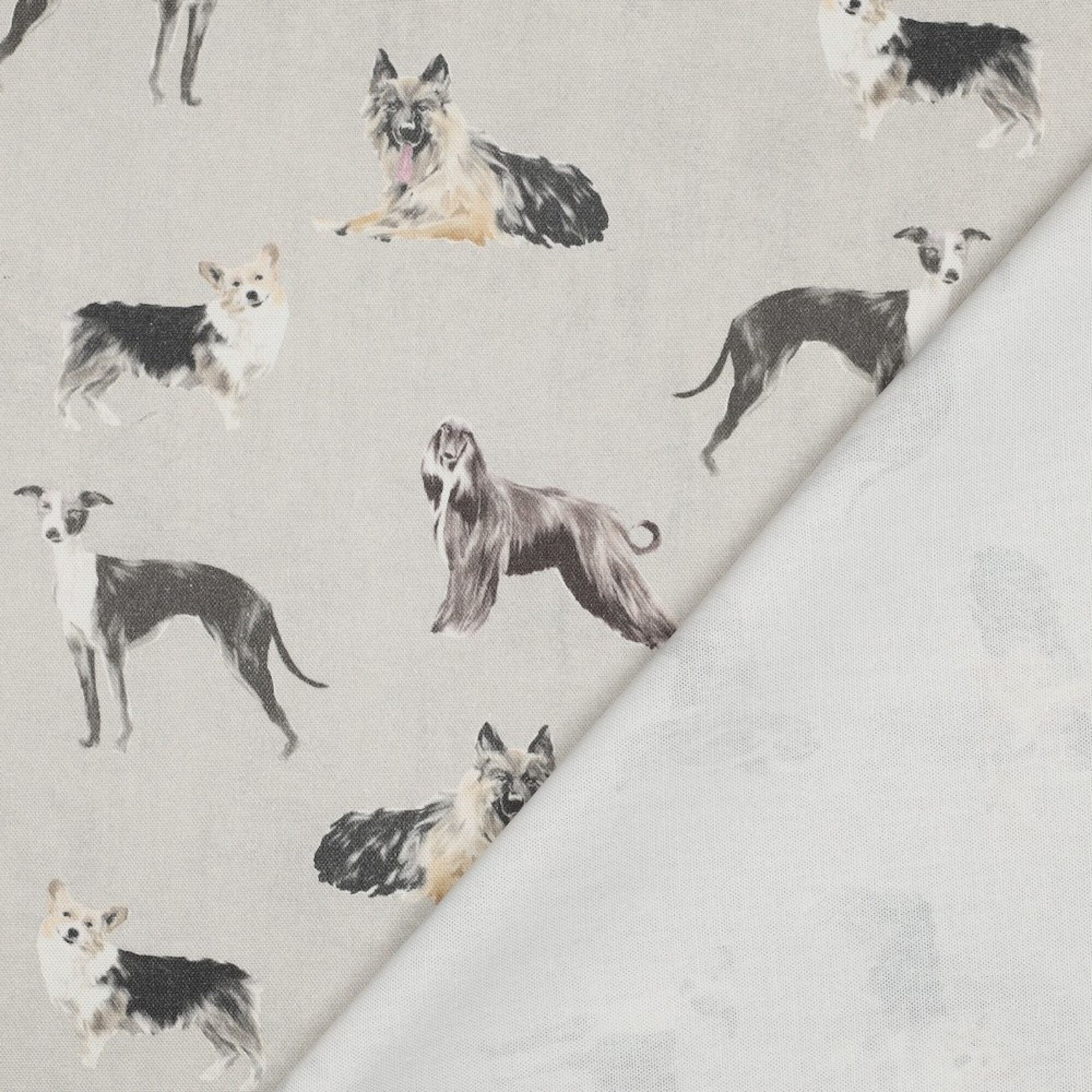 Hunde Stoff Baumwolle Canvas Hundemotiv Meterware