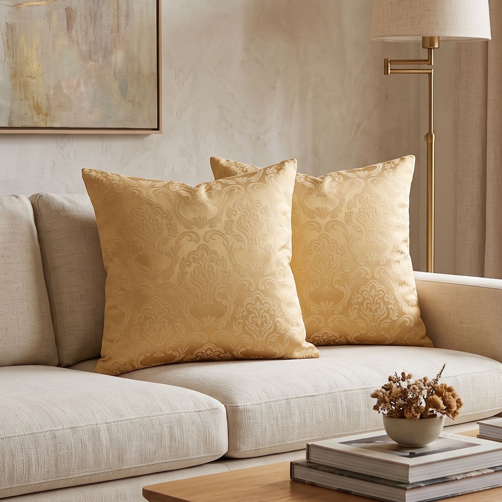Barock Kissenbezüge Gelb Gold 40x40 2er Set