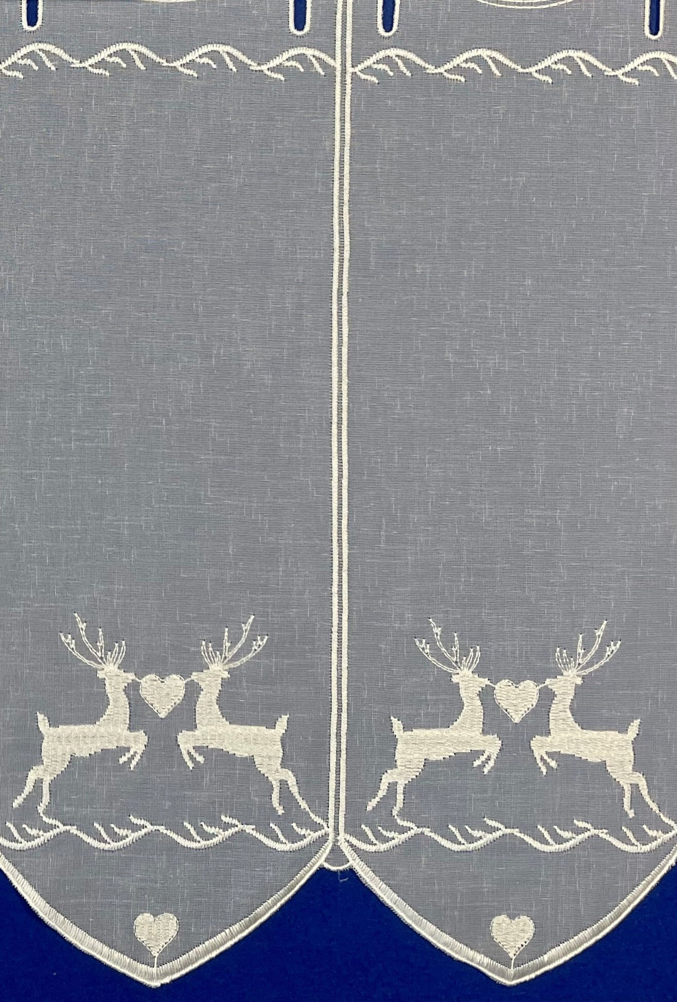 Scheibengardine Doppel Hirsch Herz Creme Stick