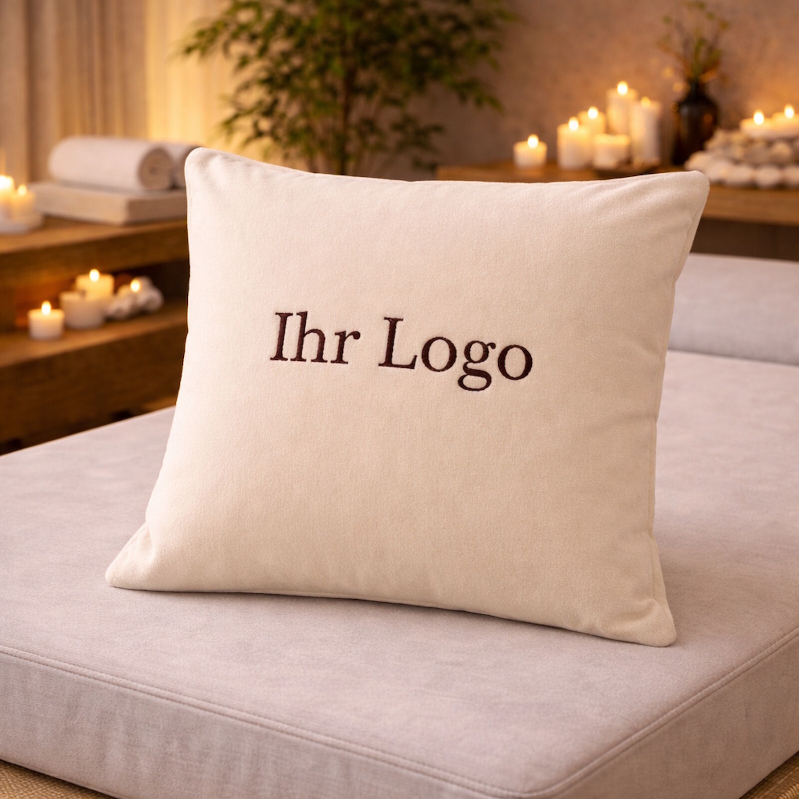 Wellness Kissenbezug Logo bestickt