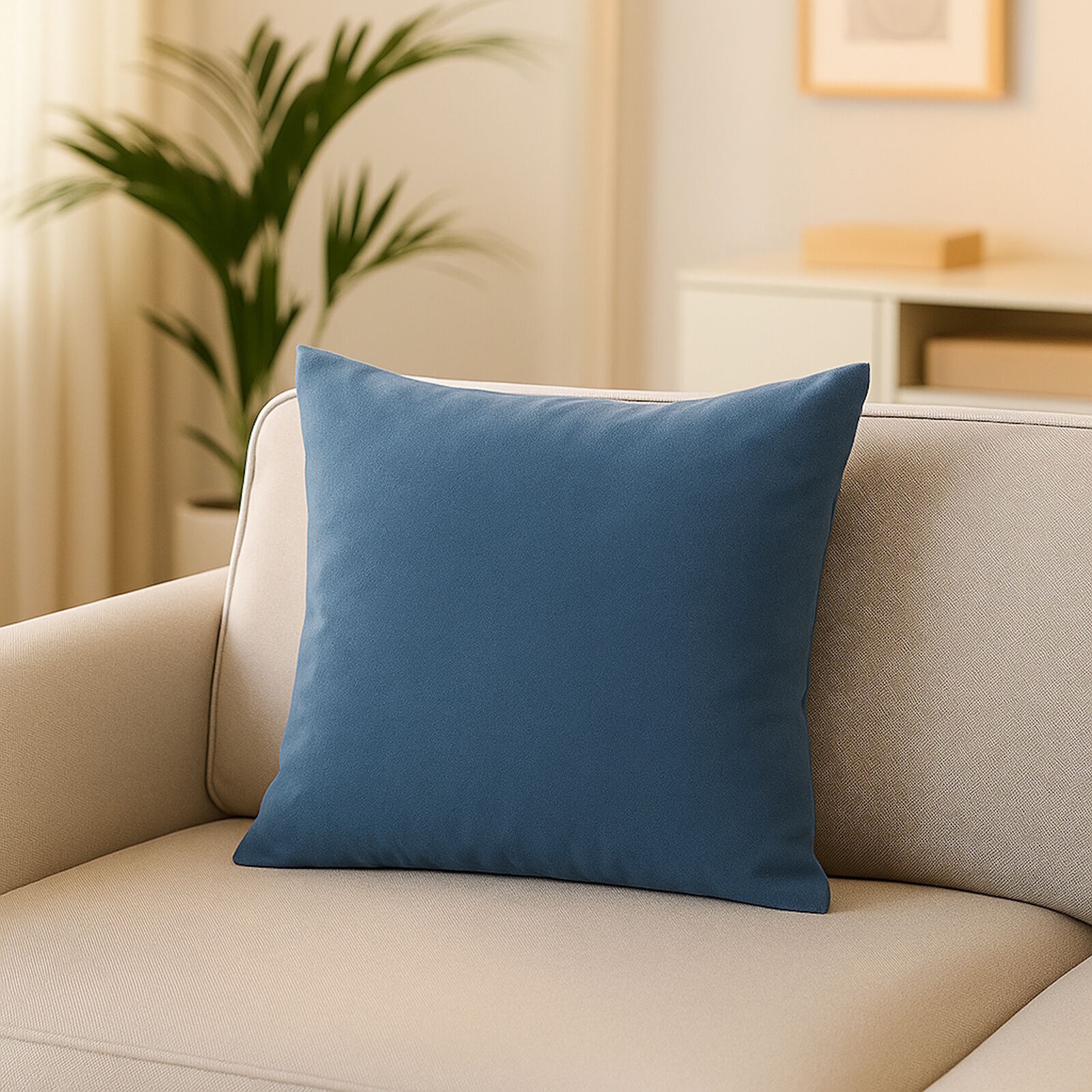 Kunstleder Kissenbezug Fernblau