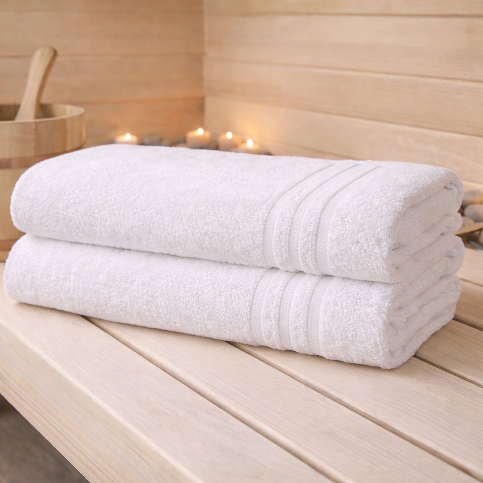 2er Pack Saunatücher Weiß 70x200