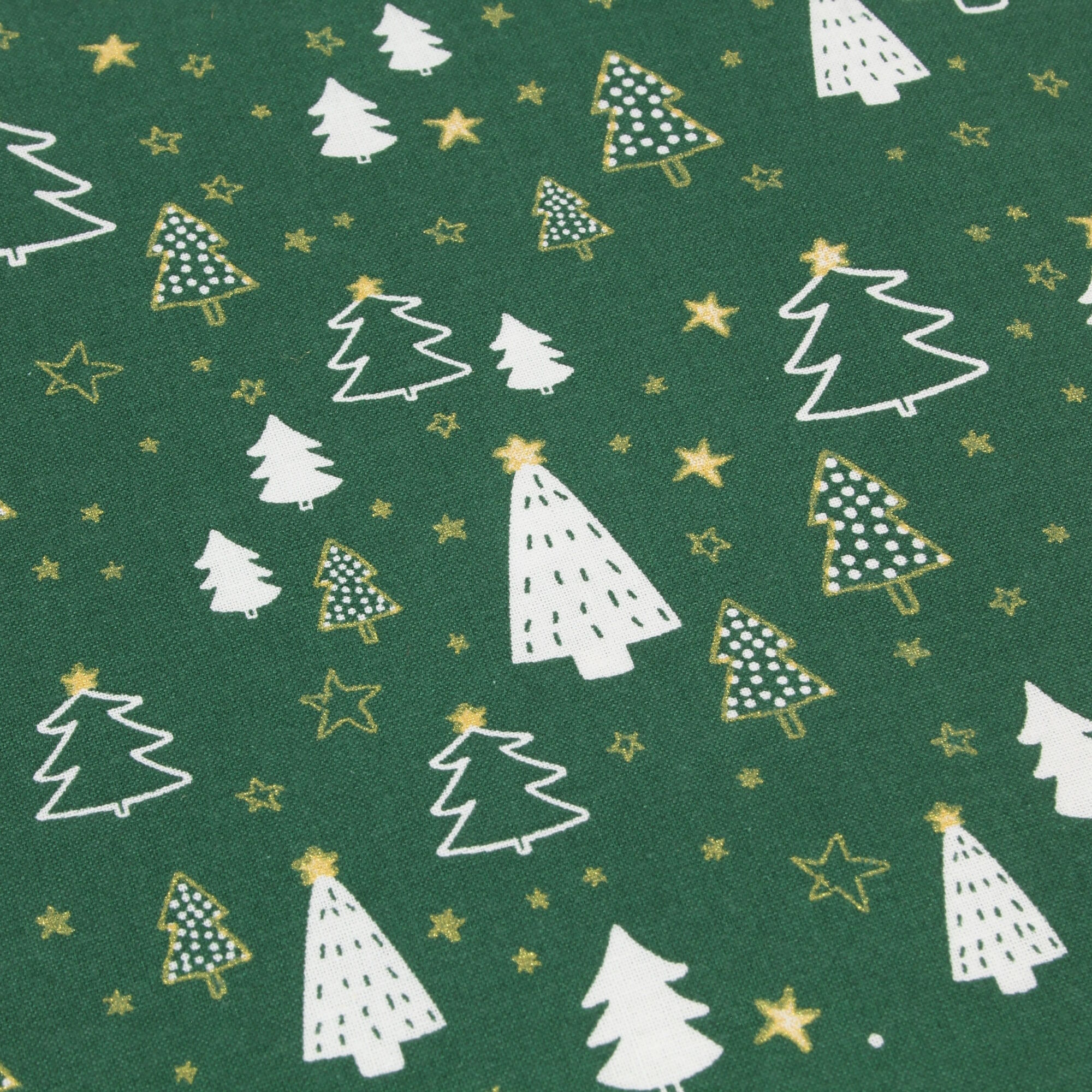 Stoff Meterware Weihnachtsbaum Sterne Grün Baumwolle