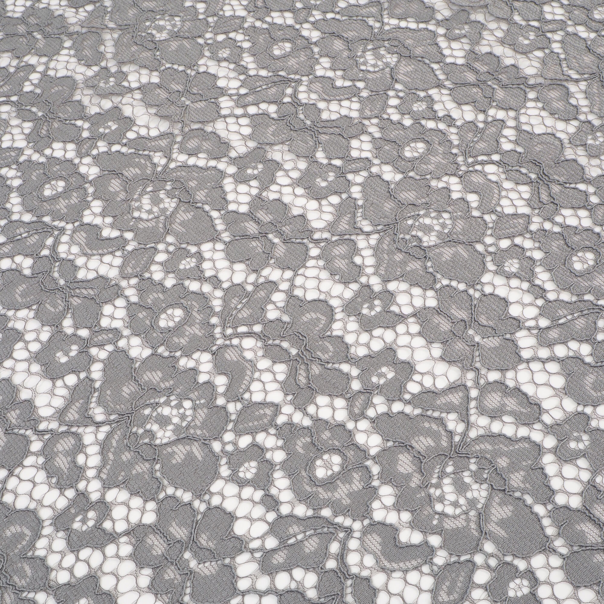 Stoff Meterware Spitze Blumen Grau Polyester