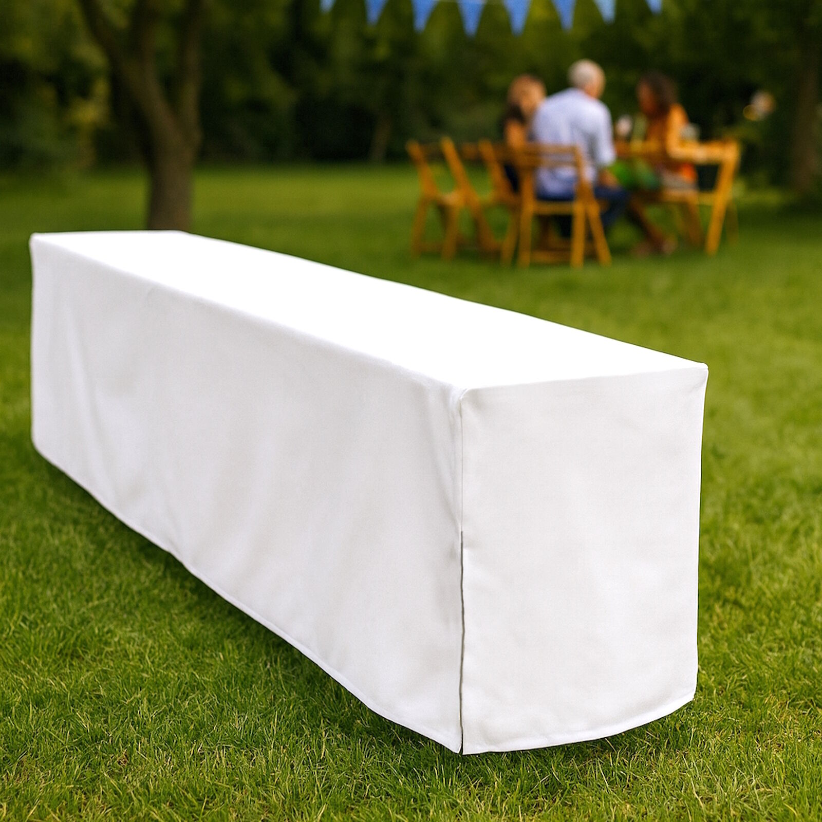 Bierbankhusse bodenlang Baumwolle Weiß-200x25 cm