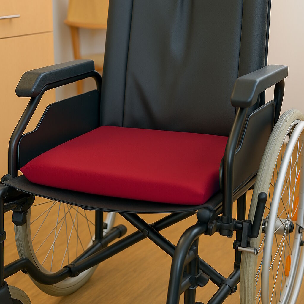 Rollstuhl Sitzkissen Bordeaux Rot Wasserdicht 40x40x4 cm
