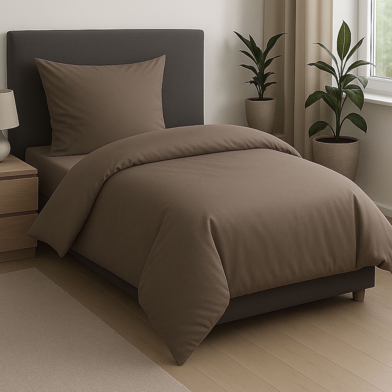 Bettwäsche Schwarz Mako Satin