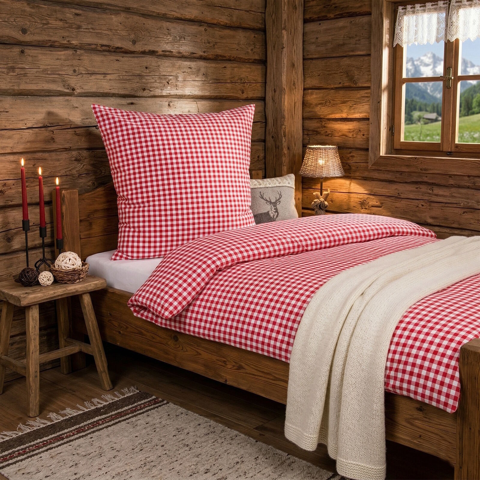 Bettwäsche Rot Weiß kariert – Baumwolle Landhausstil