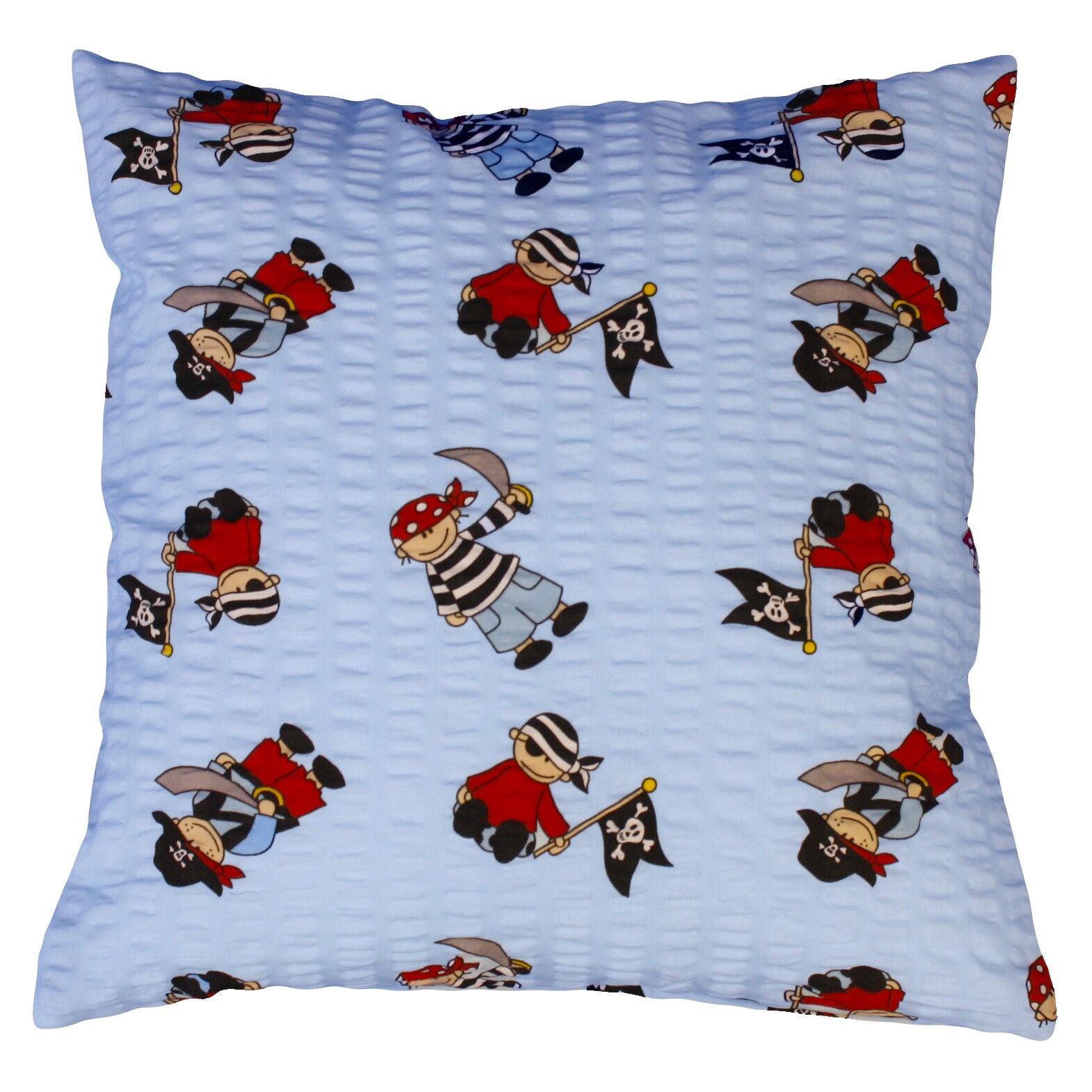 Seersucker Kissenbezug 40x40 cm Piraten Hellblau
