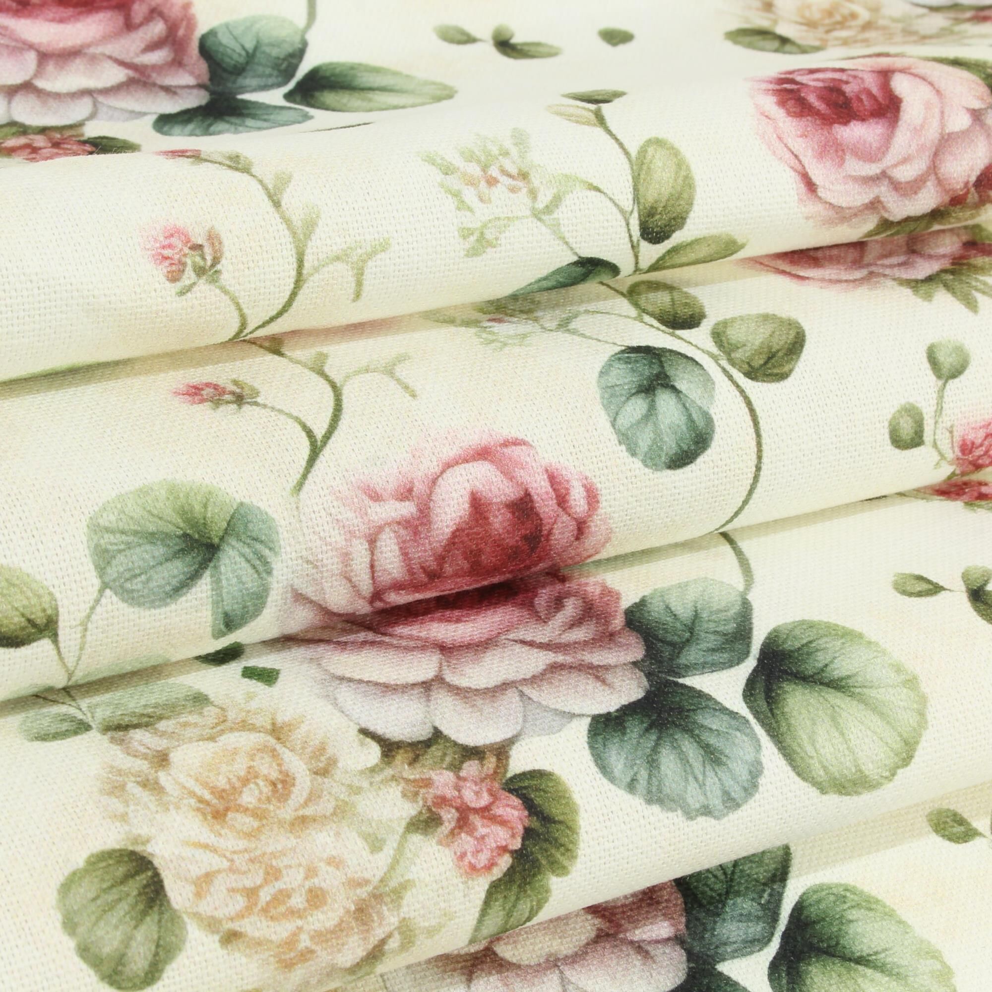 Canvas Stoff Blumen Romantisch Creme