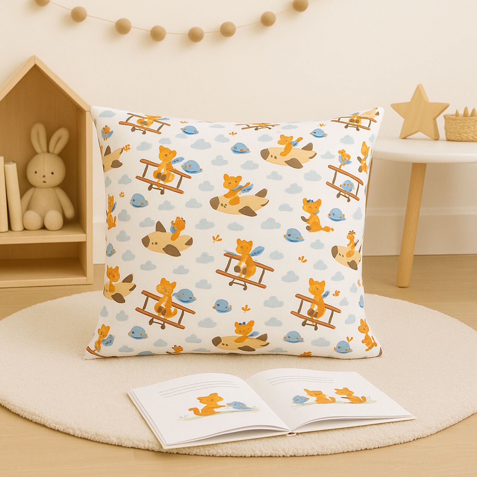 Kissenbezug 40x40 Bär Giraffe Flugzeug