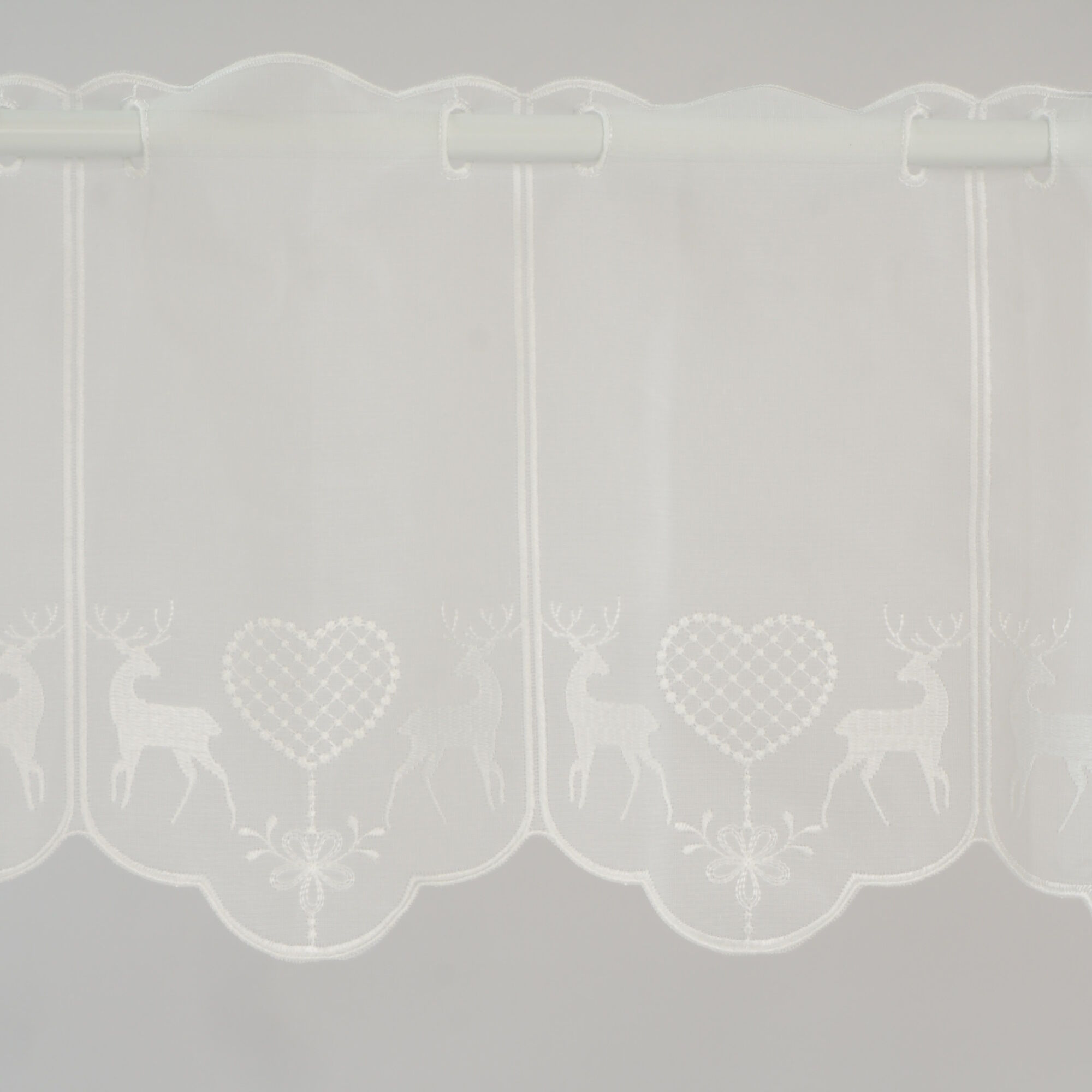 Scheibengardine Landhausstil Hirschen Creme Meterware