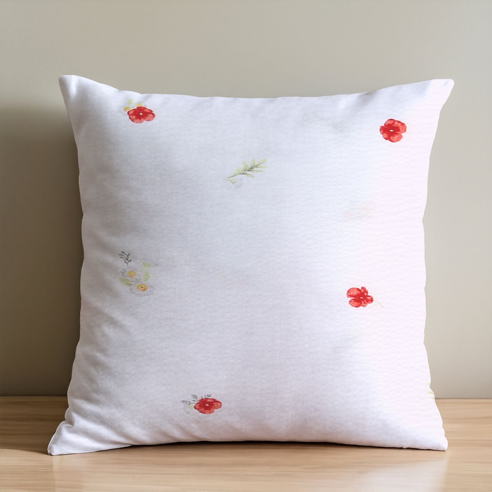 Seersucker Kissenbezug 40x40 Blumen Rot